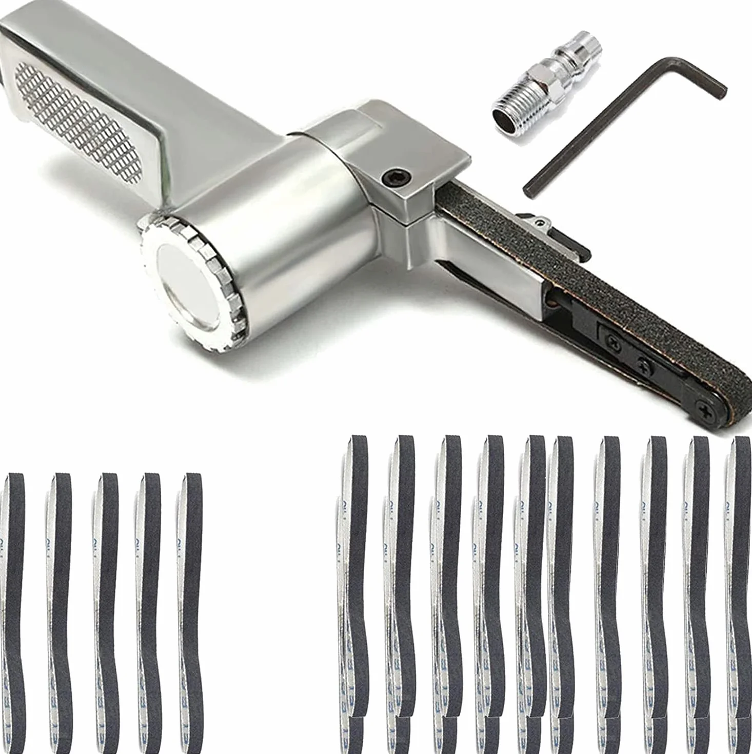 Levigatrice a Nastro Pneumatica 10mm 330mm con 25 Nastri Levigatura Strumento Lucidatura Auto