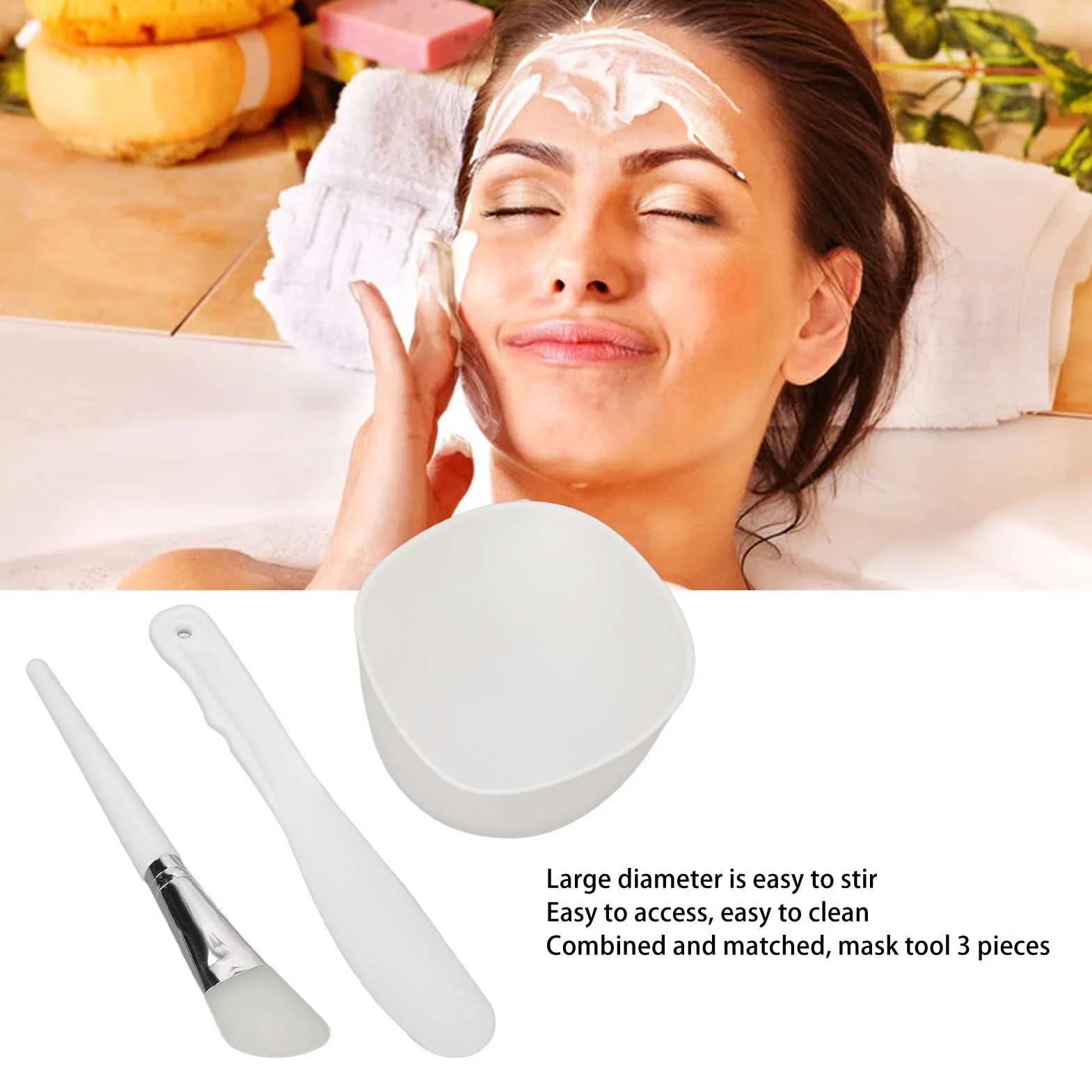 Set di Ciotole per Maschera per il Viso, Kit di Miscelazione per Maschera di Argilla Faite con Ciotola per Maschera in Silicone, Pennello per Maschera e Spatola per il Salone