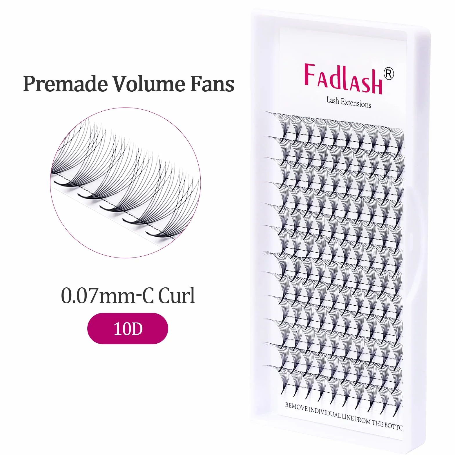 FADLASH Extension Ciglia Ciuffetti 10D 0,07mm Curva C 10mm Ciglia Finte a Ciuffetti Premade Fans Lashes Cluster