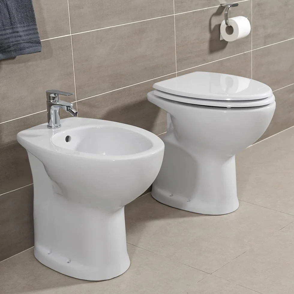 Inbagno Sanitari Bagno per Anziani H. 48 cm Ceramica Bianca Lucida Sedile copriwc Slim
