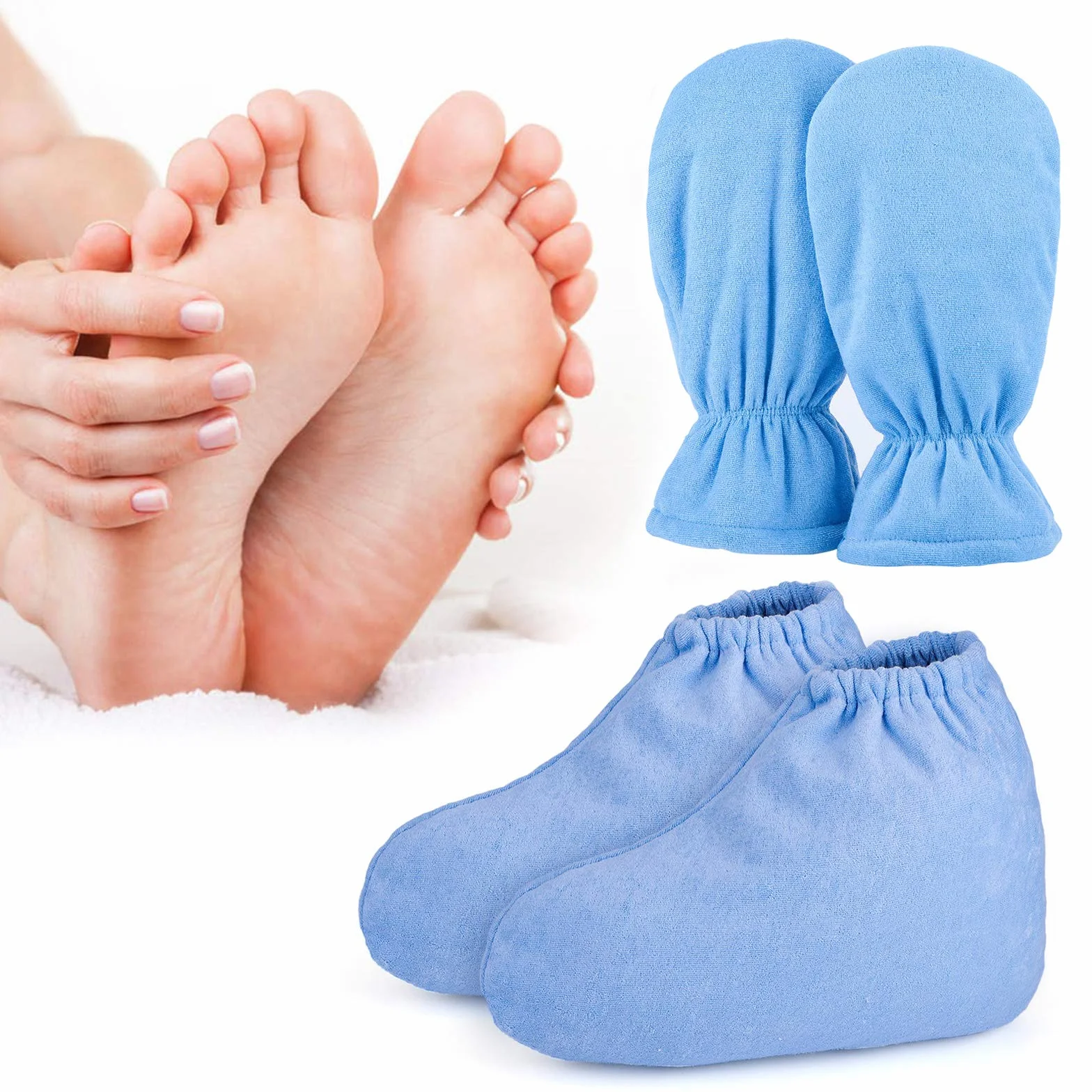 Guanti e stivaletti in cera di paraffina, guanti per la cura del bagno in cera Segbeauty cozies guanti protettivi in ​​spugna di cotone per terapia termica abbronzatura