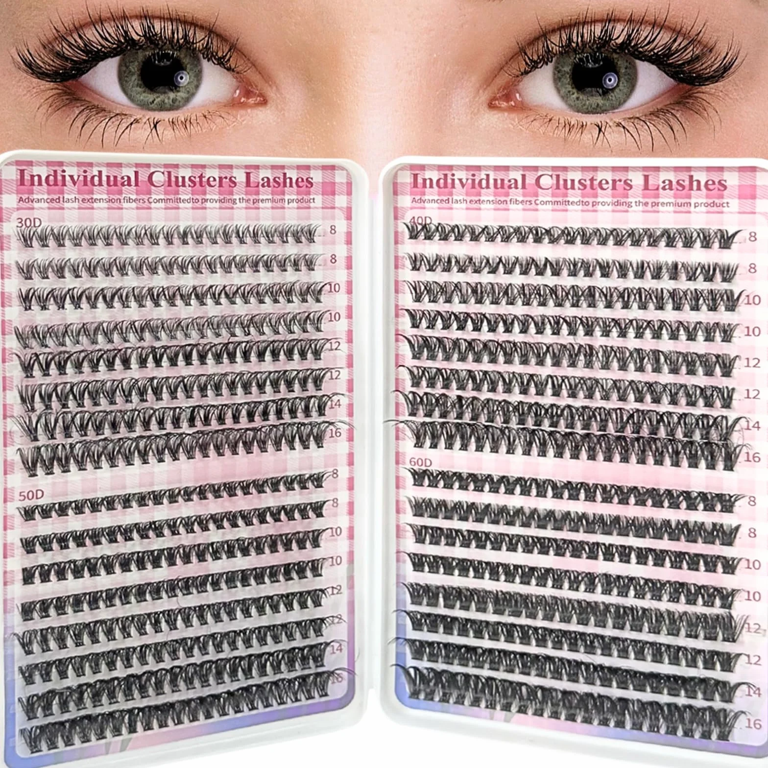 640 Pezzi Ciglia Finte Ciuffetti, 30D+40D+50D+60D Kit Ciglia Extension, D Curl 8-16mm Ciuffetti Ciglia Finte, DIY Eyelash Extension Kit Estensioni Ciglia Individuali Naturale(30-40-50-60D)