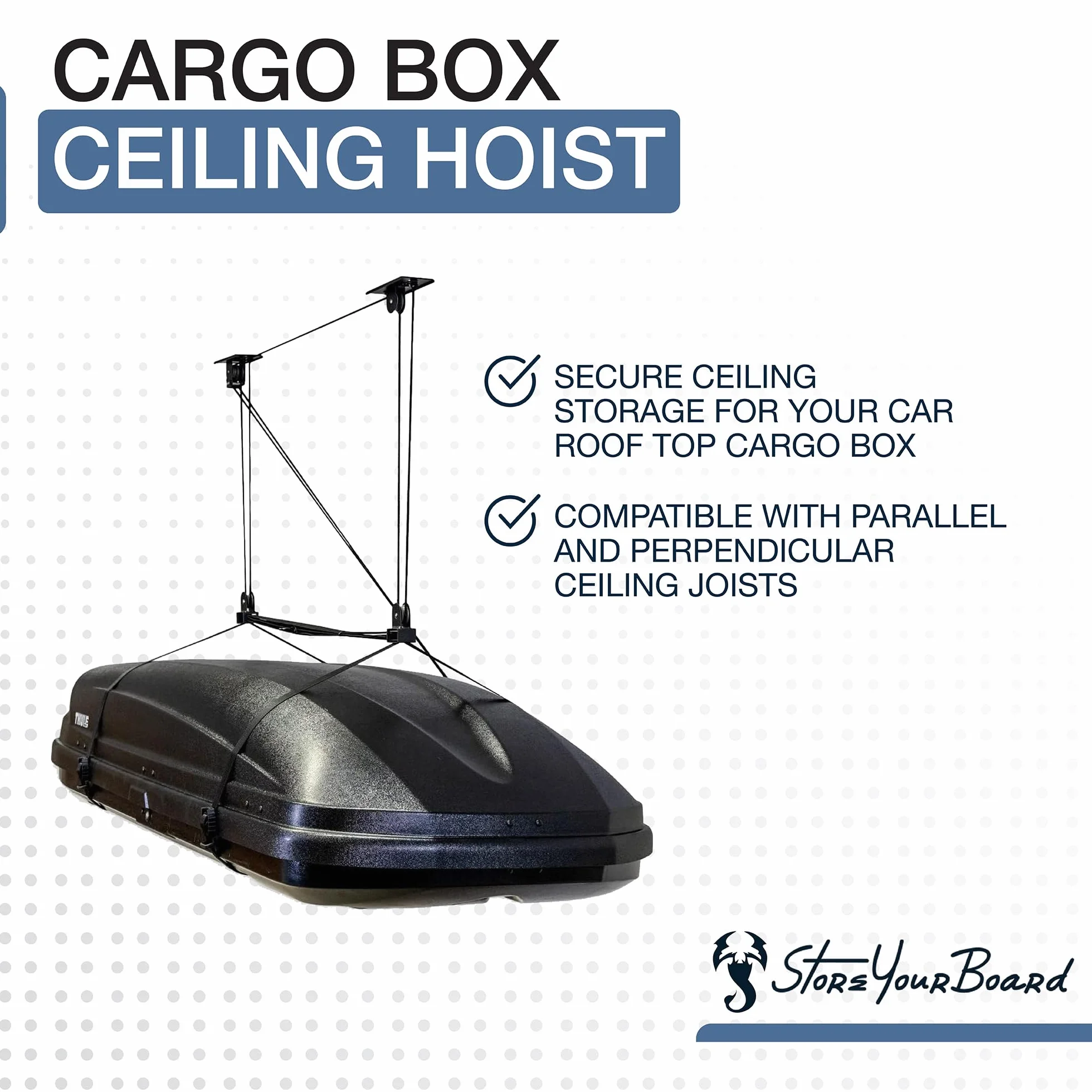 StoreYourBoard Supporto a soffitto per box da carico, sistema di sollevamento per garage 2,4-3 m
