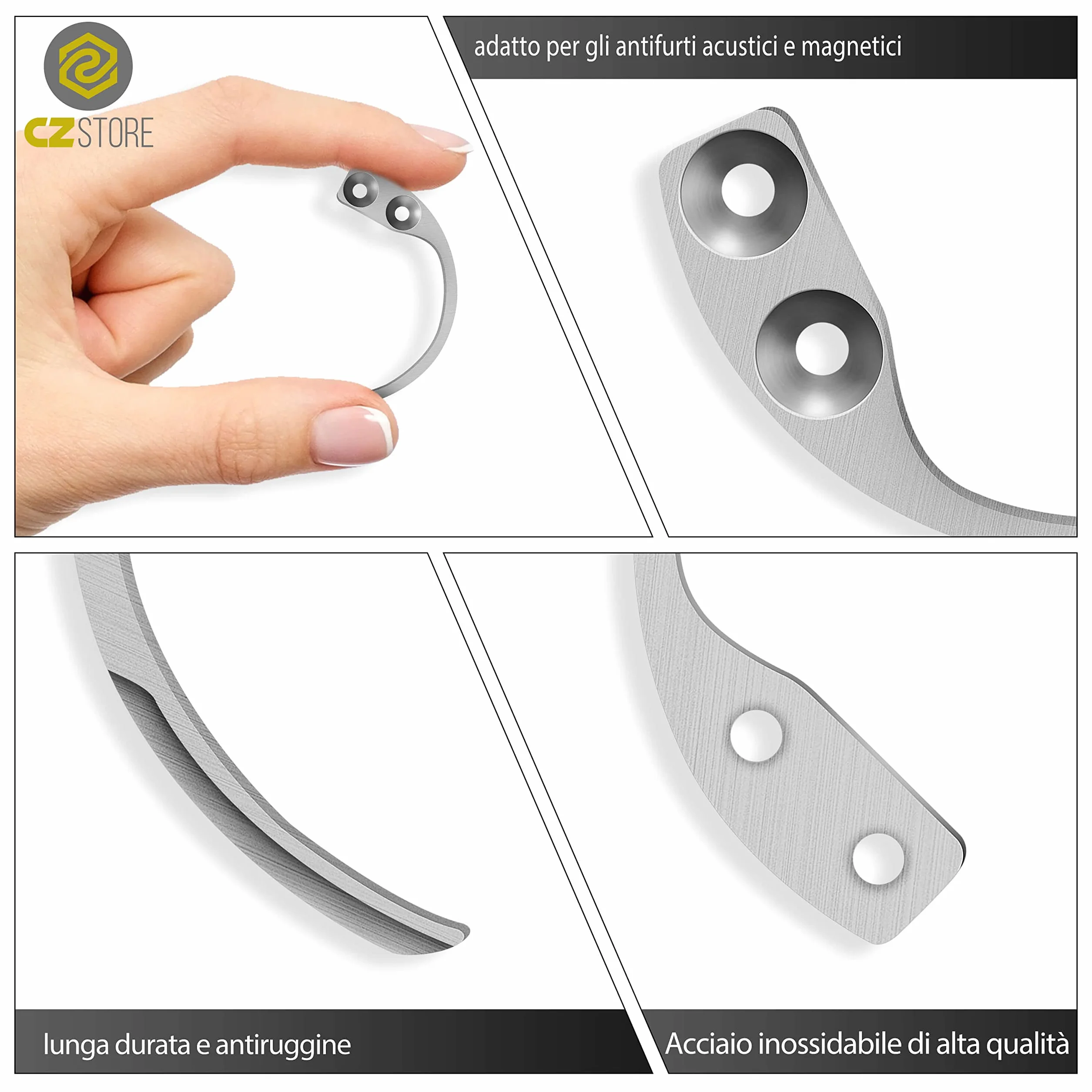 Chiave Magnetica a Gancio Universale per Rimuovere Etichette Anti Taccheggio in Acciaio Inossidabile