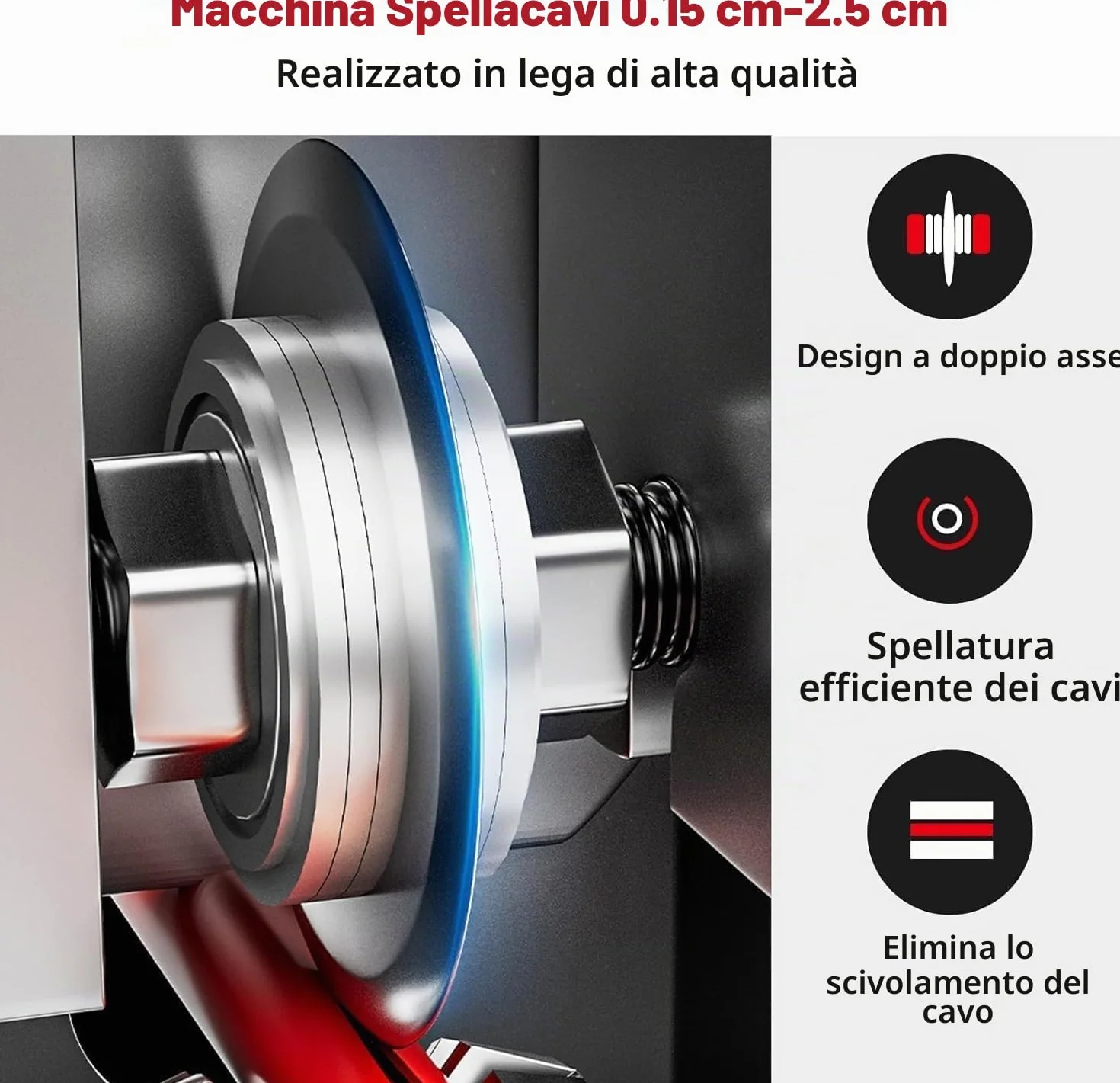 Pinza Spelafili Elettricista Alimentata a Manovella o Trapano per Cavo in Rame 1-25 mm