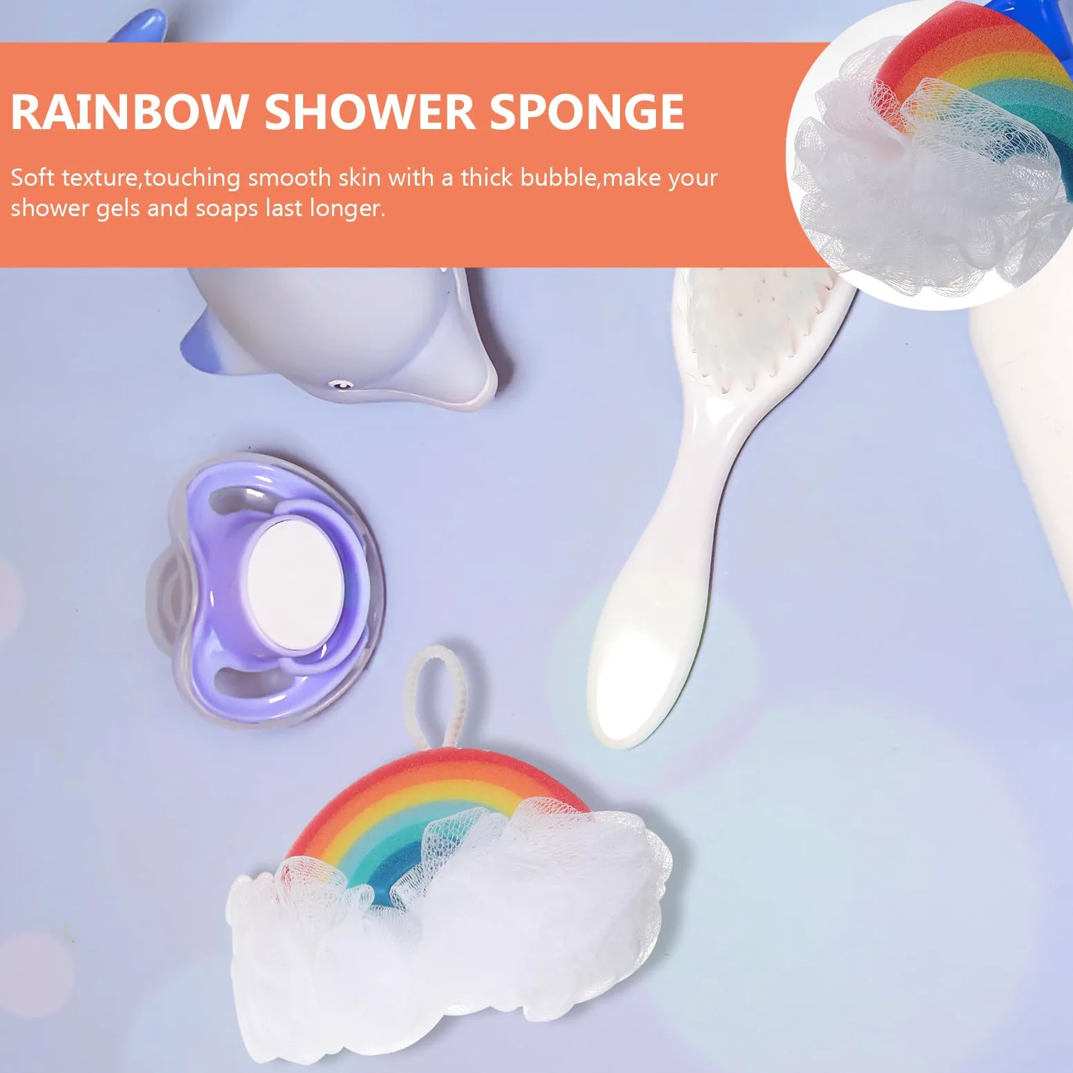 ARTIBETTER Spugna da Bagno per 2 Pezzi Design Arcobaleno Spugna Esfoliante Scrub Corpo Delicato per Doccia e Pulizia Divertente