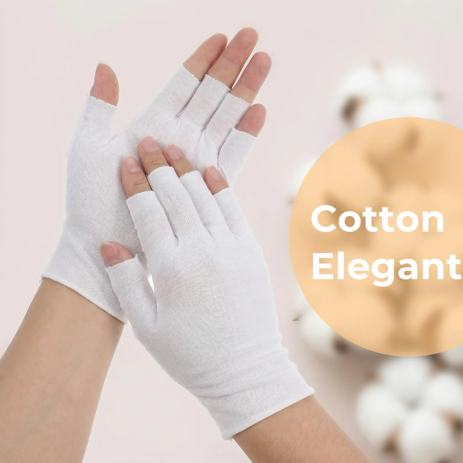 5 paia di guanti in cotone eczema, guanti bianchi senza dita guanti idratanti eczema per mani asciutte dormire touch screen spa trattamento della pelle