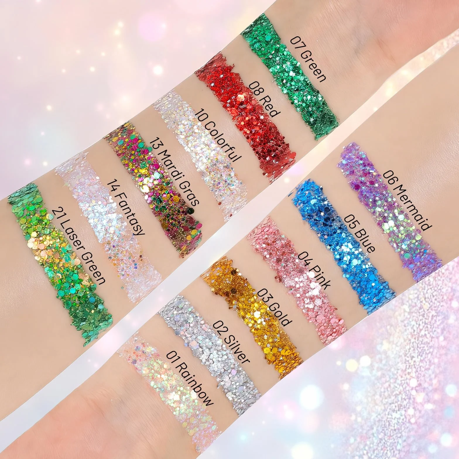 Prreal Sirena Glitter Stick per il Corpo, Glitter Scintillante per Capelli e Viso, Trucco per Donne, Accessori per Outfit da Rave, Glitter Olografico per Viso Sirena, Pennello per Trucco per Donne
