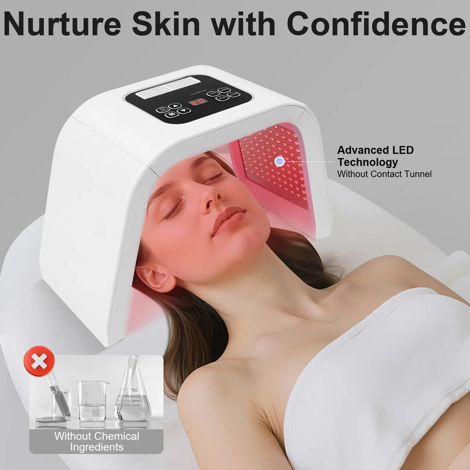 Maschere per il viso, 7 colori LED, maschera per il viso, per terapia fotonica, per il ringiovanimento della pelle, luce a 3 lati, pulsante di dissipazione del calore, per saloni di bellezza, club per