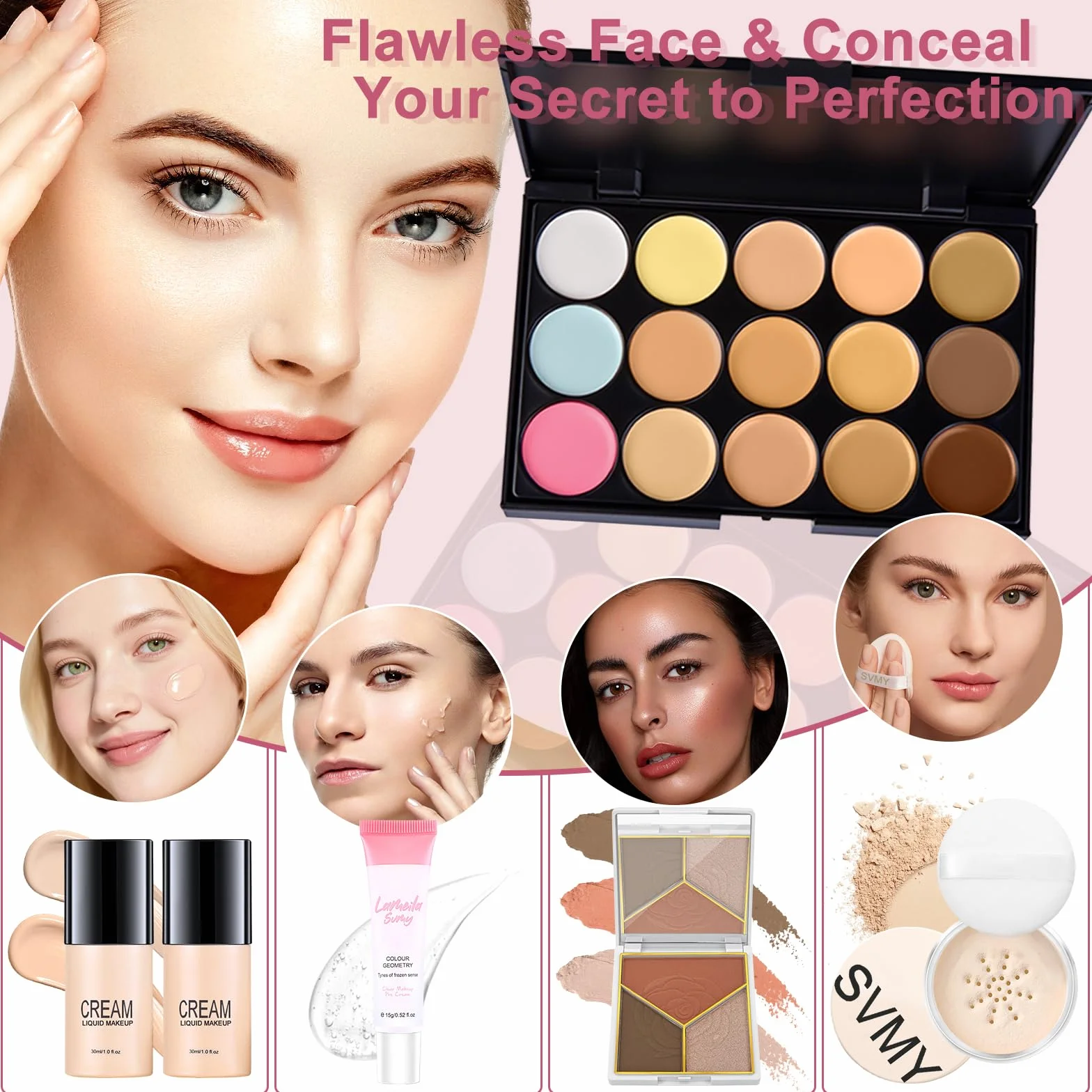 Set Trucchi Donna, Kit Make Up Completo, Tutto in Uno Trousse Trucchi Ragazza con Palette Ombretto Paletta Correttivi Contouring Fondotinta Mascara Gloss Labbra Liner Occhi Matite Ssopracciglia