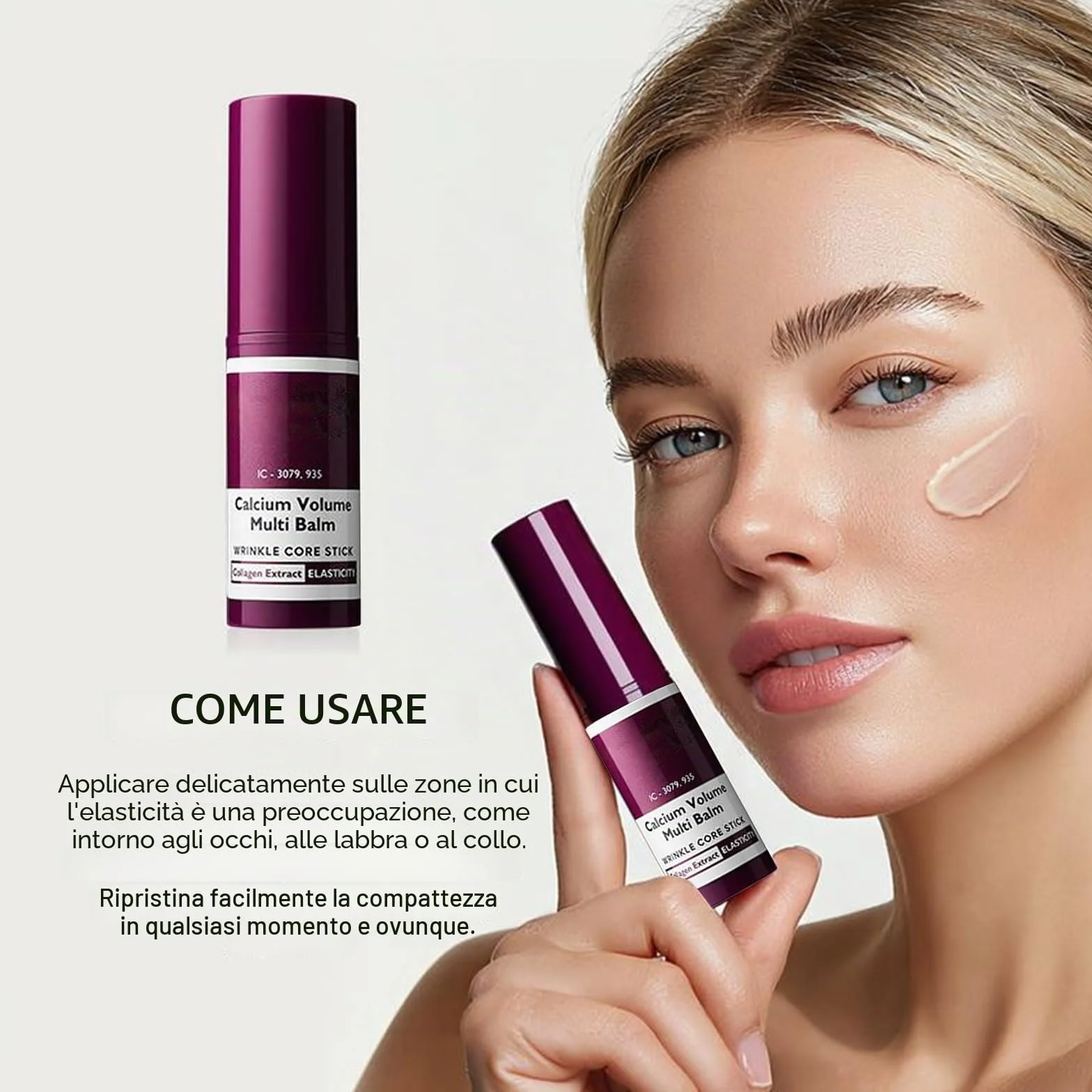 2 pezzi Calcium Volume Multi Balm Stick Balm Balsamo Oculare Multifunzionale Balsamo Arricchito Con Collagene Anti-Aging & Firming Skincare Stick Stringe La Pelle Ripara e Idrata
