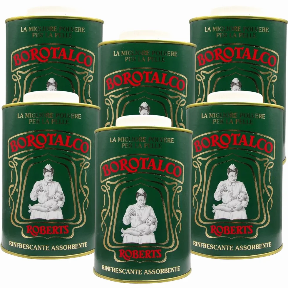 Talco In Barattolo, Talco in Polvere Multiuso Assorbente e Rinfrescante, Per Una Pelle Vellutata. Adatto Per Uomo, Donna e Bambini 500g (6 Barattoli)