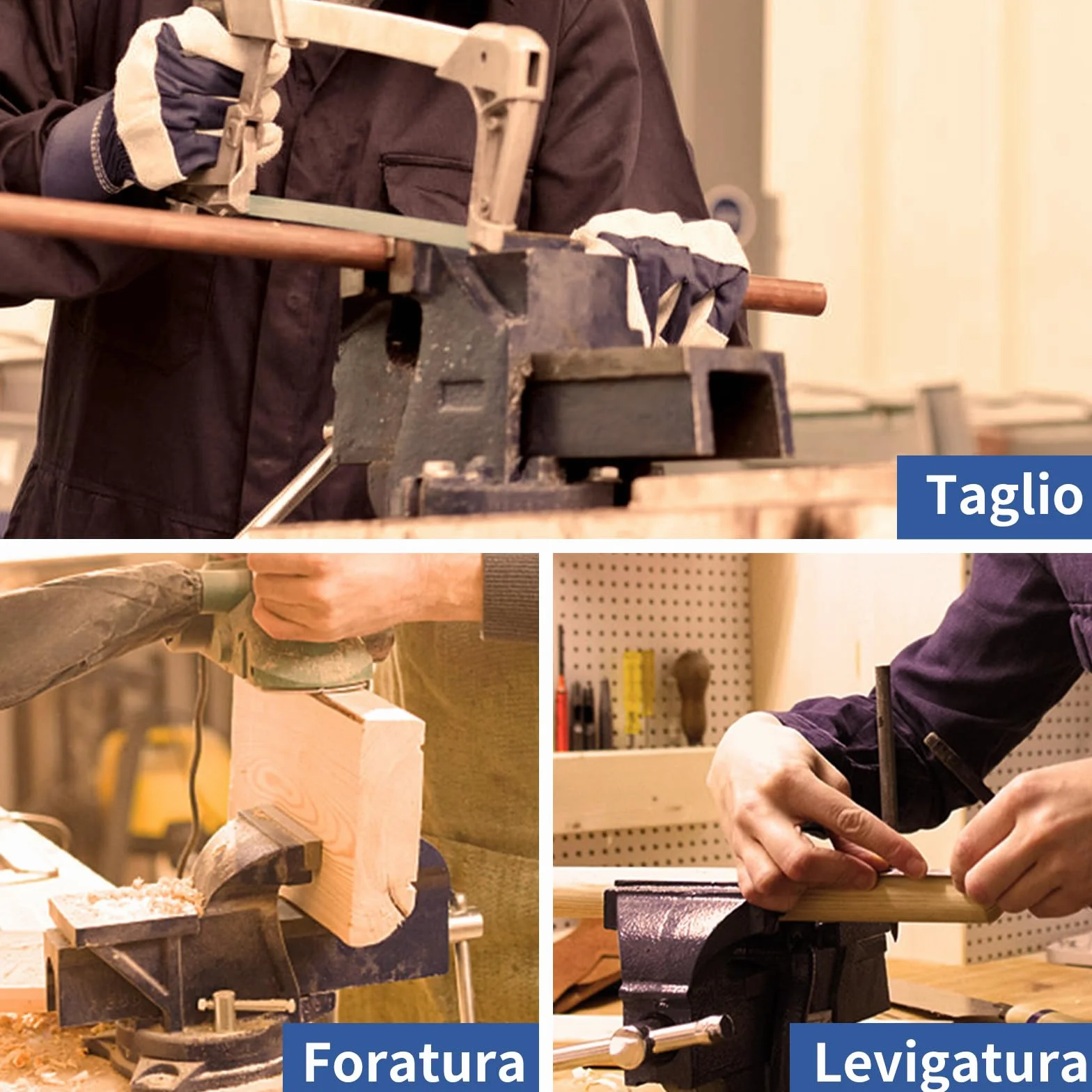 HYCHIKA Morsa da Banco 152 mm 6 Pollici 360° Girevole per Lavorazione Legno e Metallo