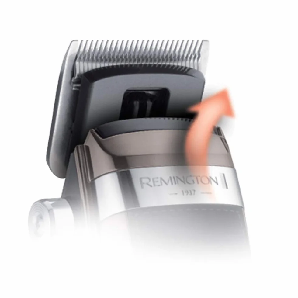 Remington Tagliacapelli Professionale - Lame in Acciaio Inox - Leva di regolazione della lama, 11 pettini, custodia, Funzionamento con rete-batteria, batteria al litio, Profi Retro HC9100