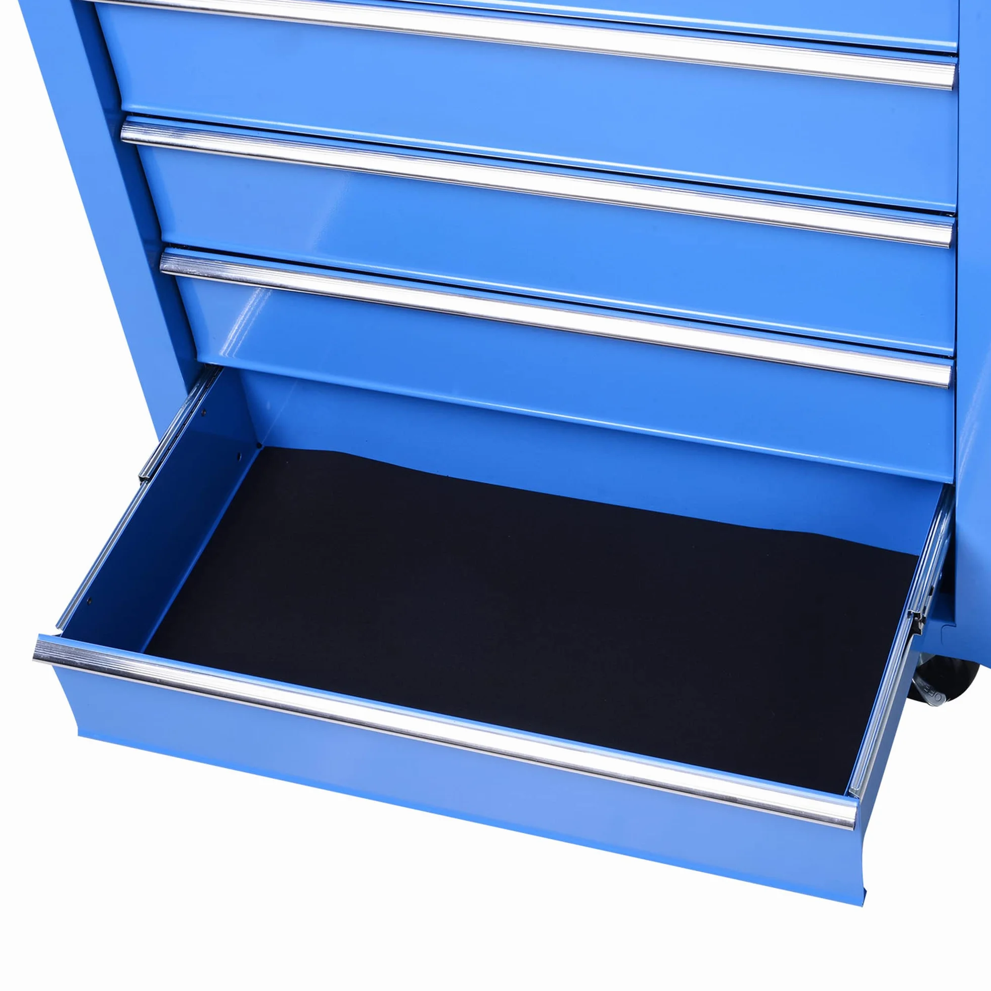 HOMCOM Carrello da Officina 5 Cassetti con Ruote in Metallo Blu 67.5x33x77cm