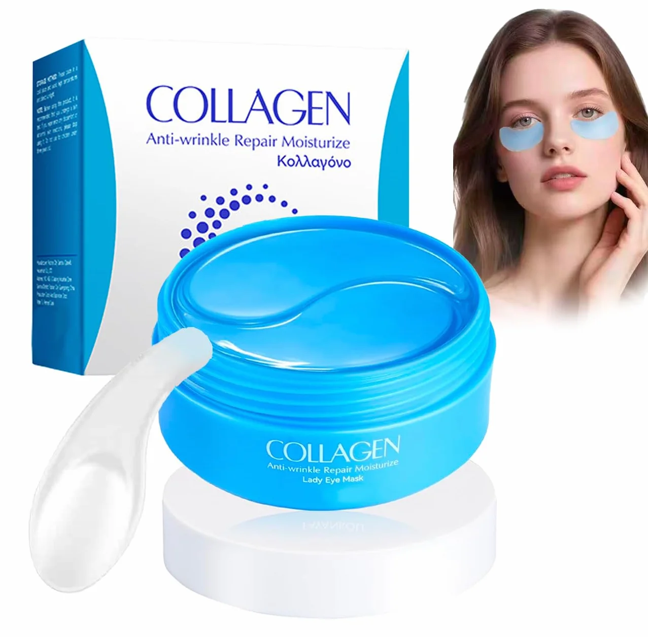 60 Pezzi Patch Occhi al Collagene,Maschera per Occhi All'acido Ialuronico,Per Anti-Rughe Anti-Età ed Idratante Ridurre Borse Occhiaie e Puffiness,Effetto Rinfrescante per Stanchi,Unisex