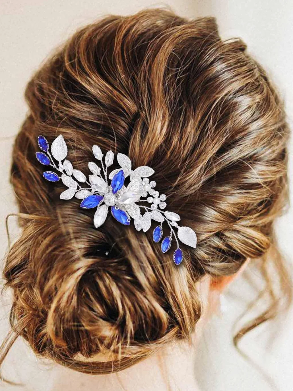 IYOU Pettine per Capelli da Sposa con Strass Blu Accessori per capelli da Sposa per Damigelle D'onore per le Donne