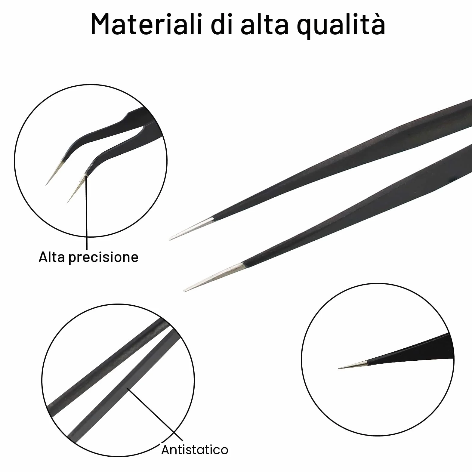 Pinzette ESD in acciaio inox di precisione antistatiche per riparazioni elettroniche