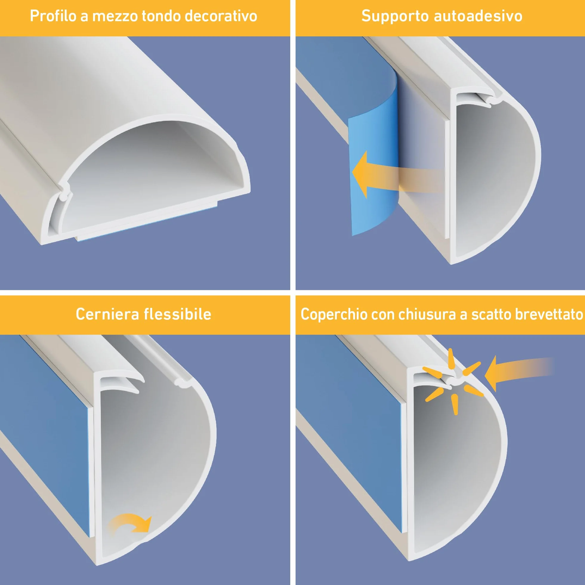 D-Line Canalina Passacavi 30x15mm Multipack 4m, Bianco