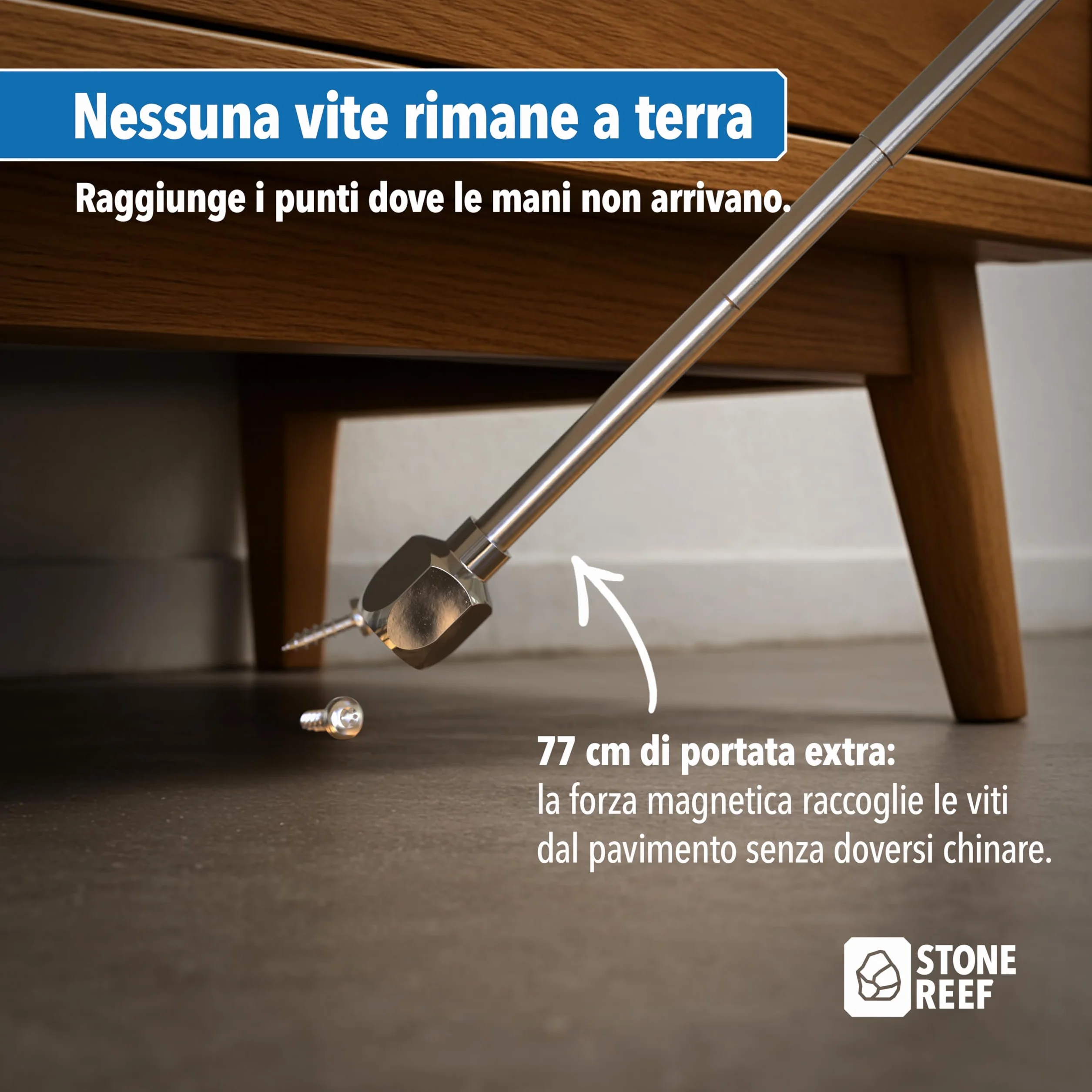 Sollevatore magnetico telescopico in acciaio inox 18-77 cm 125 g