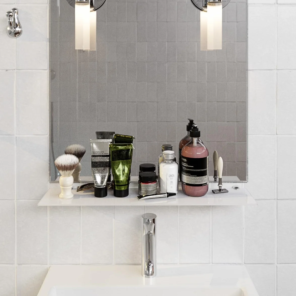 Mensola da parete in vetro di sicurezza 6 mm bianco per bagno