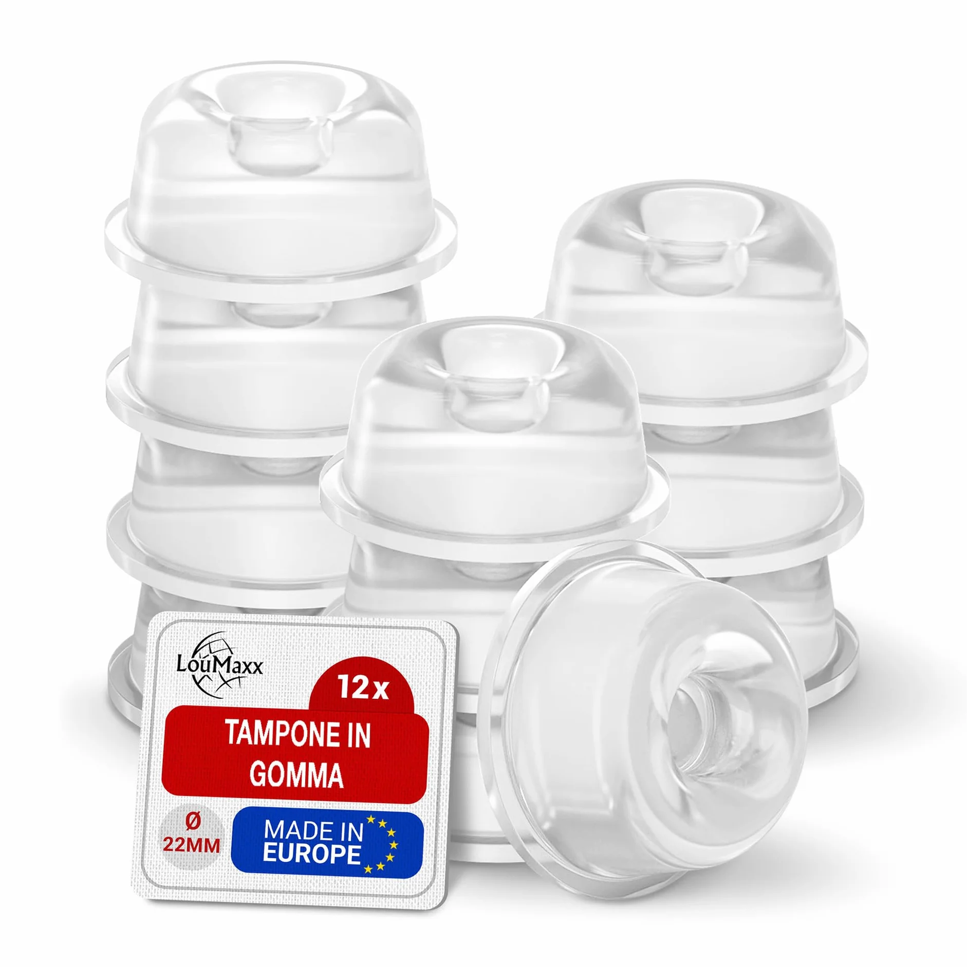 LouMaxx Gommini Paracolpi Piedini Trasparenti Ø 22mm Autoadesivi Set 12