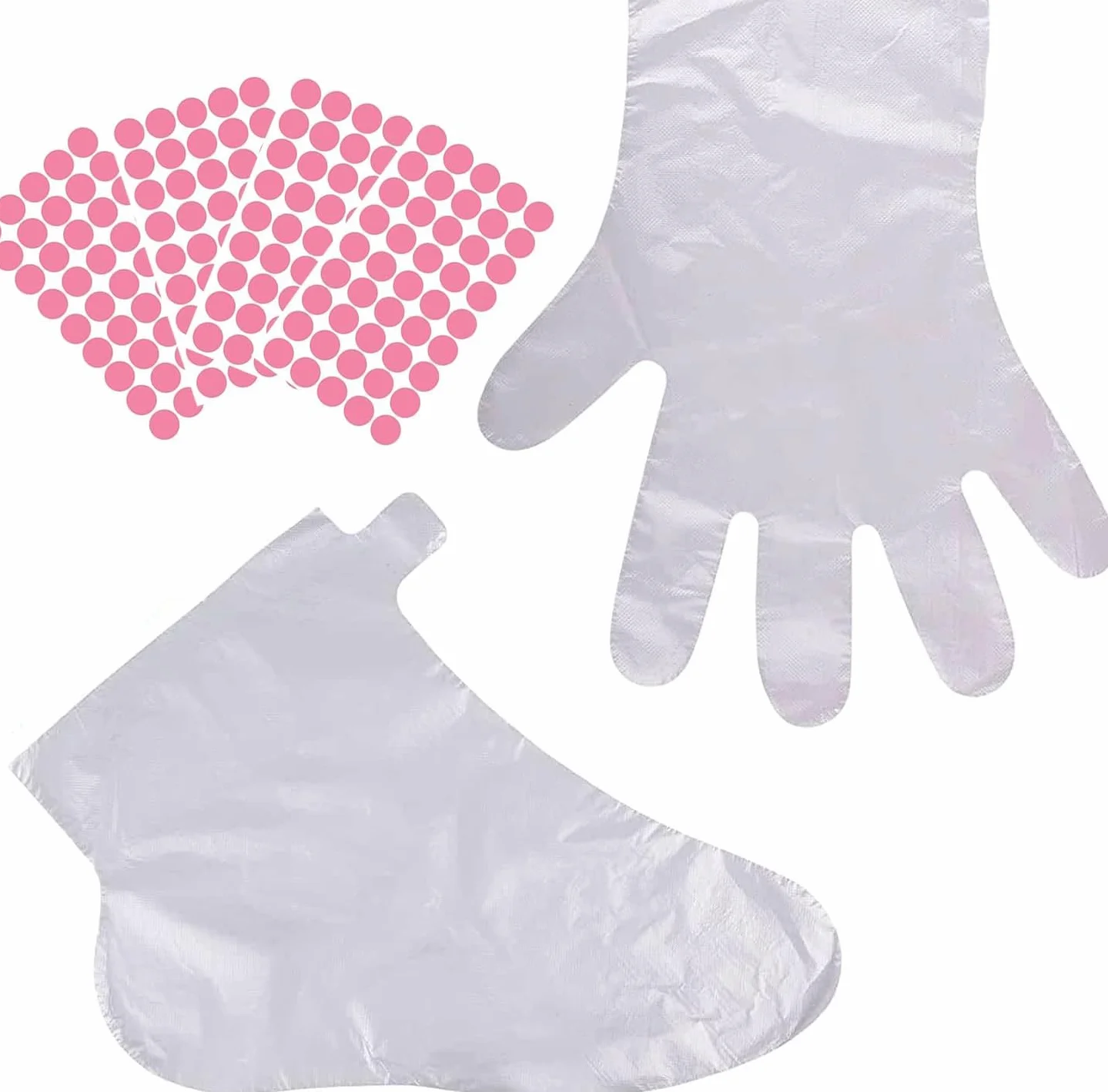 100 sacchetti per piedi e 100 sacchetti per mani con adesivi, fodere in cera paraffina per piedi mani, grandi calze in plastica per terapia termica per piedi e pedicure, trattamento con cera termale