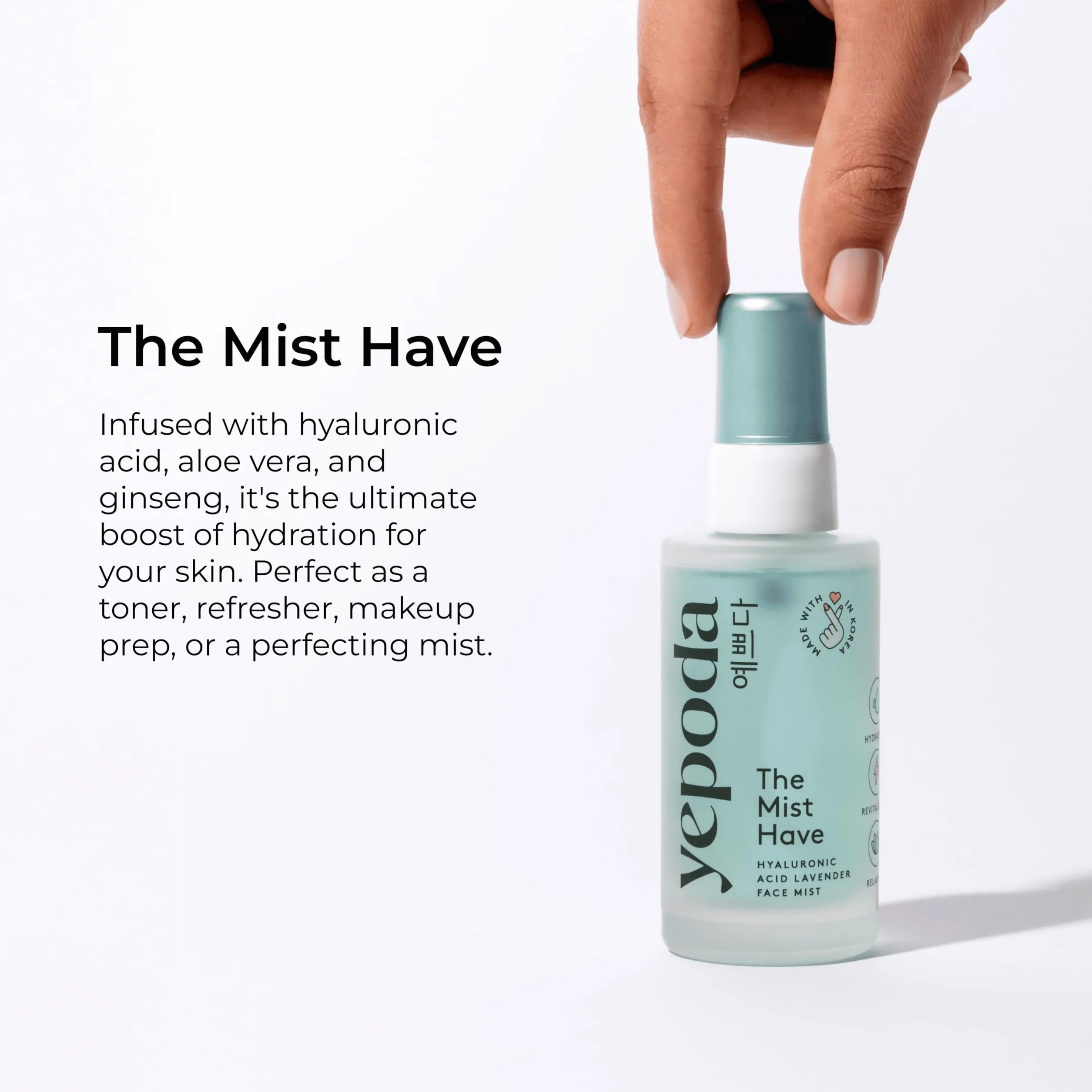Yepoda The Mist Have, tonico spray idratante per il viso, idrata in profondità e rivitalizza la pelle, tonico spray viso coreano vegano, ideale per tutti i tipi di pelle, 50 ml
