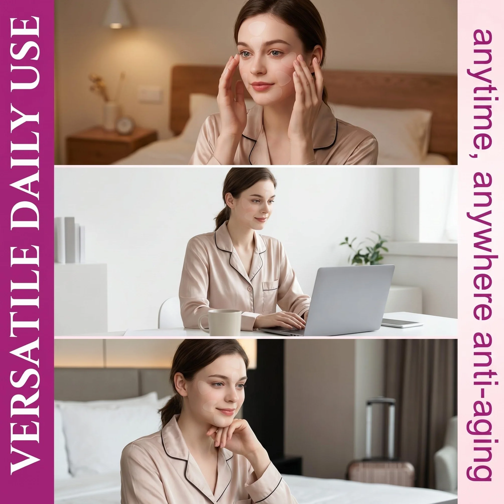 162 Cerotti Antirughe Viso e Fronte, Patch Antirughe Trasparenti per Donna, Trattamento Notturno per Linee Sottili, Rughe Nasolabiali e Contorno Occhi, Effetto Lifting Naturale