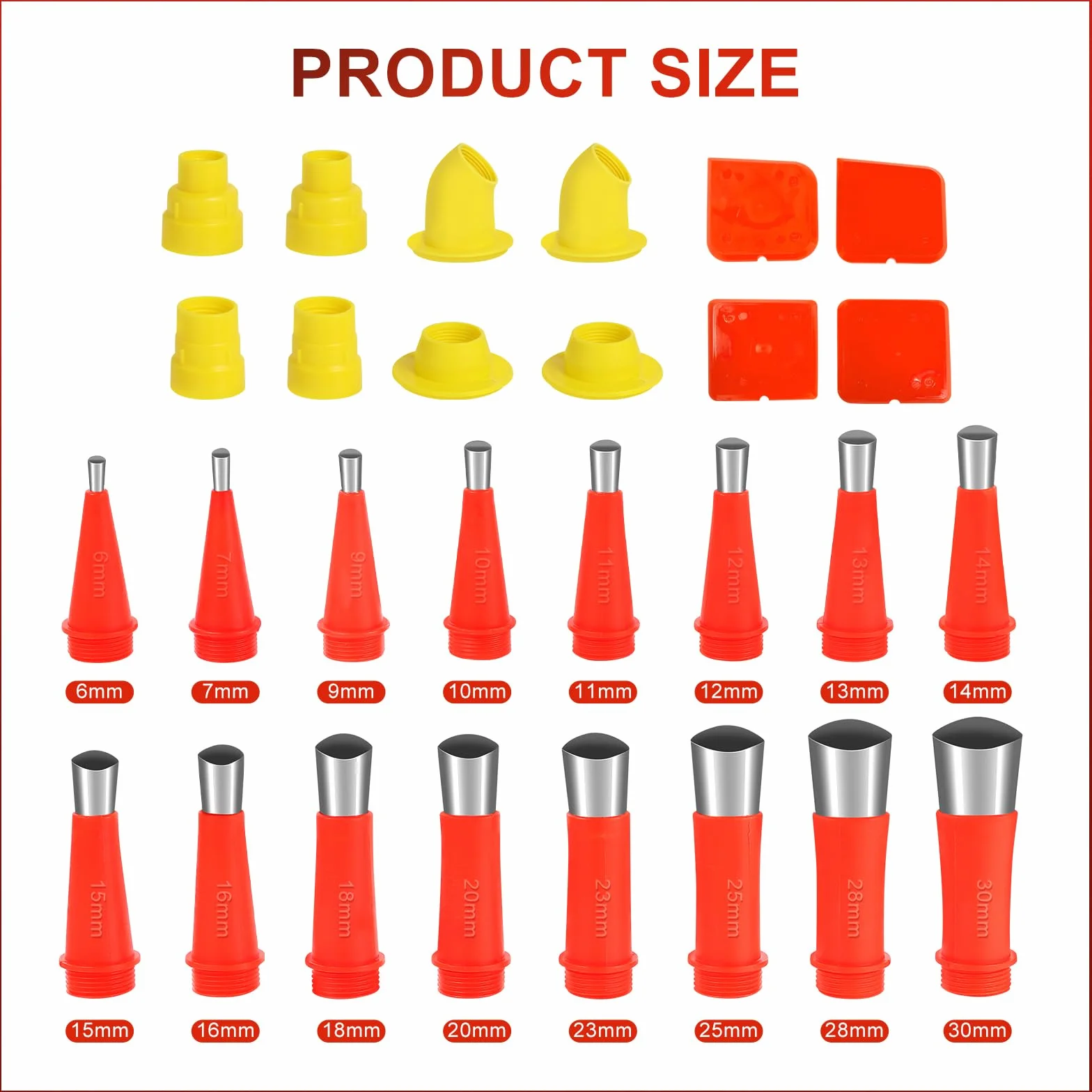 Kit Beccuccio Silicone, Beccucci Acciaio Inossidabile per Cartuccia, Pistole Silicone Attrezzi Calafataggio Ugello (16 Ugelli, 8 Basi, 4 Raschiatori)