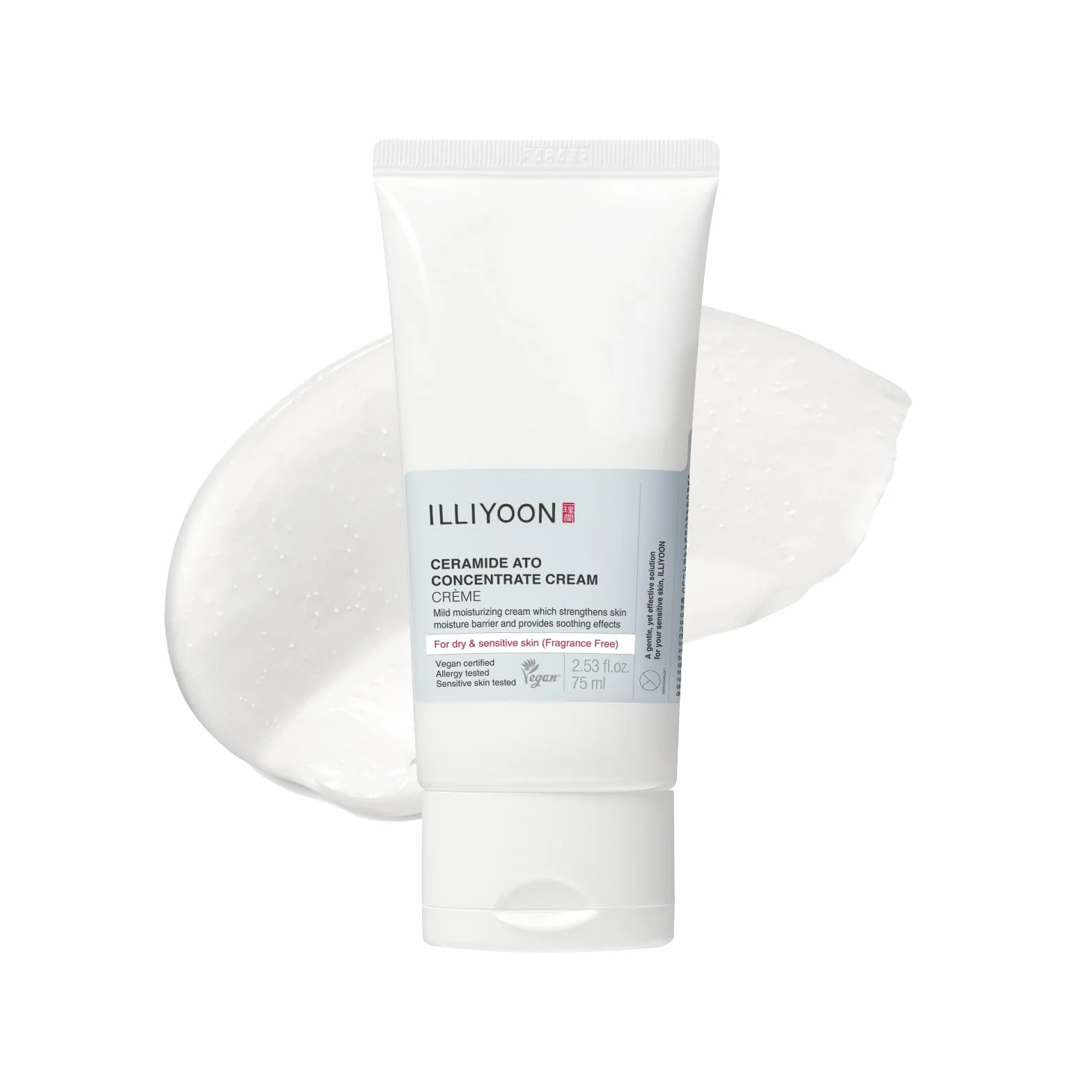 ILLIYOON Ceramide Ato Crema Concentrata 75ml, idratante per pelli secche e sensibili, idratazione per 100 ore, ripristina la barriera cutanea, delicata per neonati adulti, vegana, senza profumi