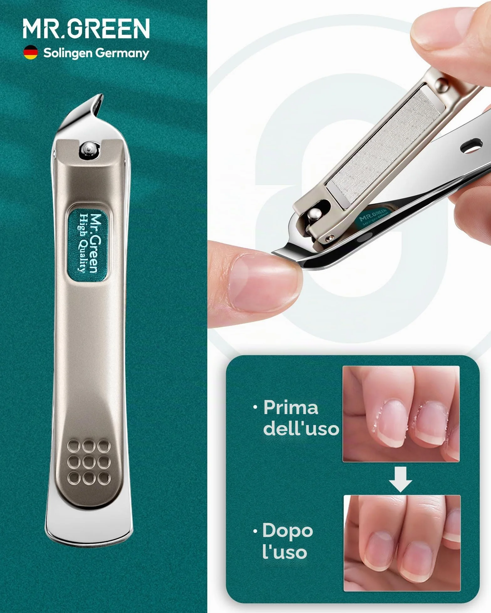 Set per Manicure e Pedicure - Kit di 3 Tagliaunghie Con Custodia in Pelle, Acciaio Inox Resistente, Inclinate - per Uomini e Donne