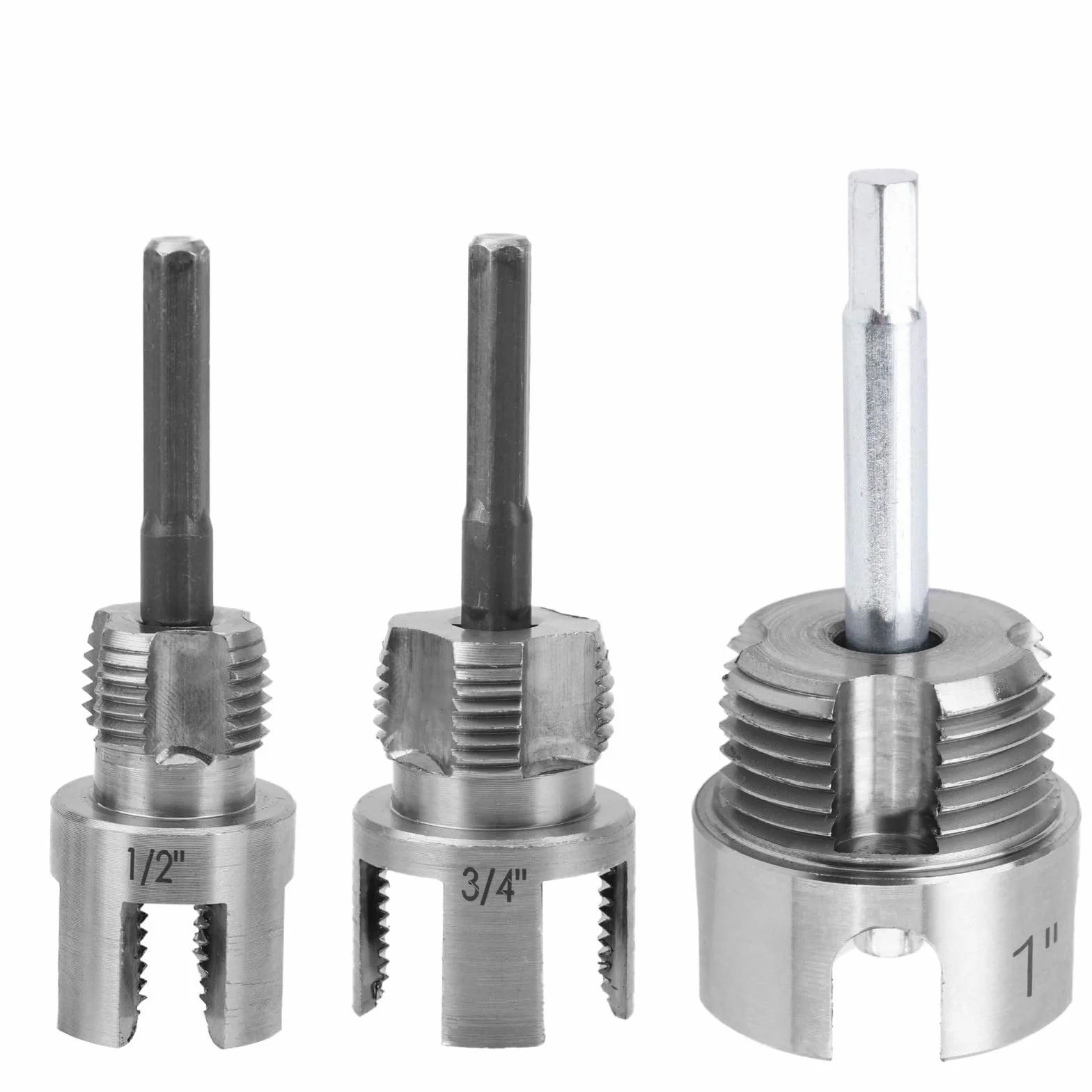 Tagliafili per Tubi PVC 1/2" 3/4" 1" - Utensili Filettatura a Doppia Funzione per Trapani Elettrici, 3 Pezzi