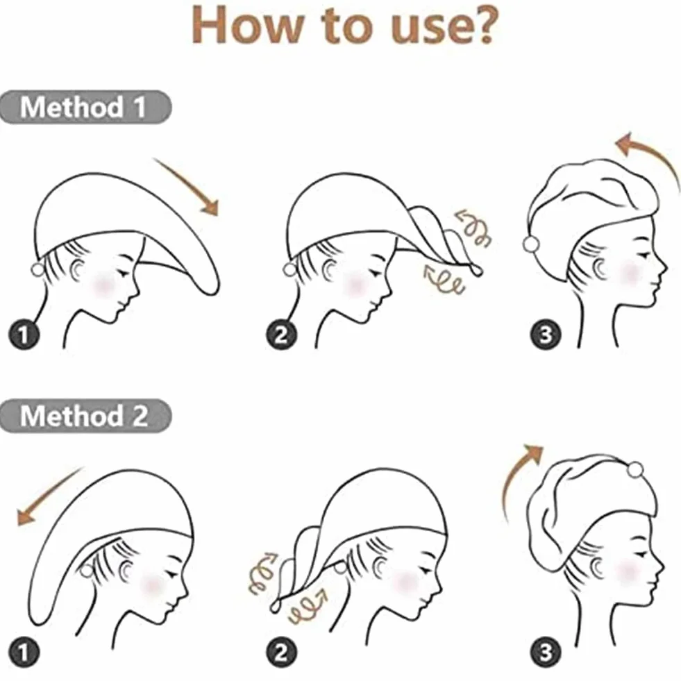 2Pz Asciugamano Capelli Turbante di Alta Qualità,Super Assorbente,Cotone doppio addensato Asciugamano in Microfibra,Asciugatura Rapida Turbanteper Capelli corti e lunghi con Bottoni(blu+viola)