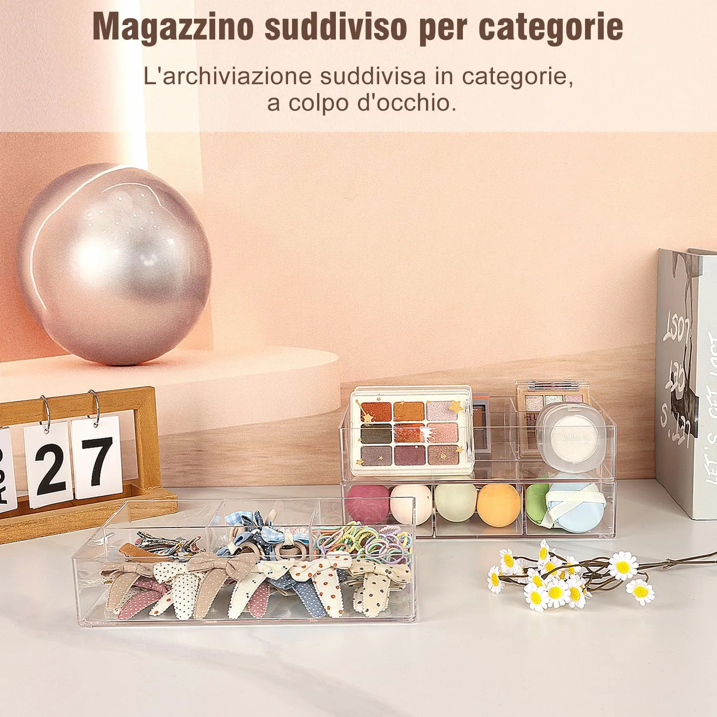 JessLab Organizzatore per Cassetto in Acrilico, Trasparenti, Organizzatore per Trucco Elegante e Resistente per Vanity, Rossetto, Pennelli, Gioielli (2 Pack)