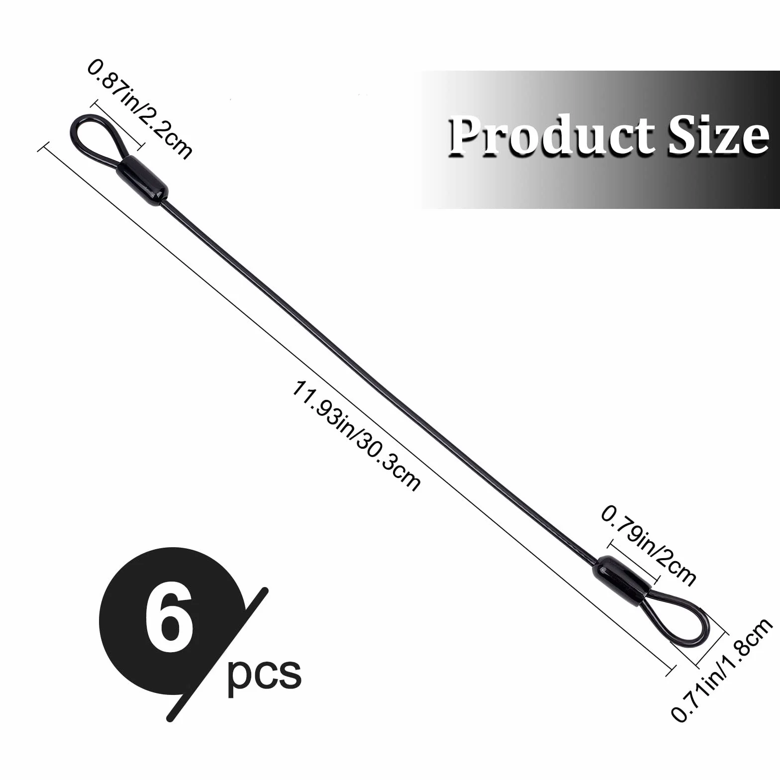 GORGECRAFT Acciaio Inossidabile Cordino di Sicurezza Cavo con Doppie Estremità Ad Anello Rivestita in Plastica Lucchetto 6-Pack