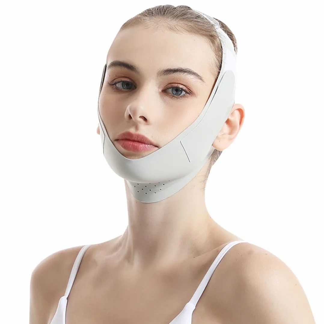 Doppio Mento Maschera Viso Snellente,Maschere Riutilizzabili a V,Fascia per il lifting del viso per il dimagrimento,per il viso Per Facciale a forma di V per viso rassodante anti-rughe