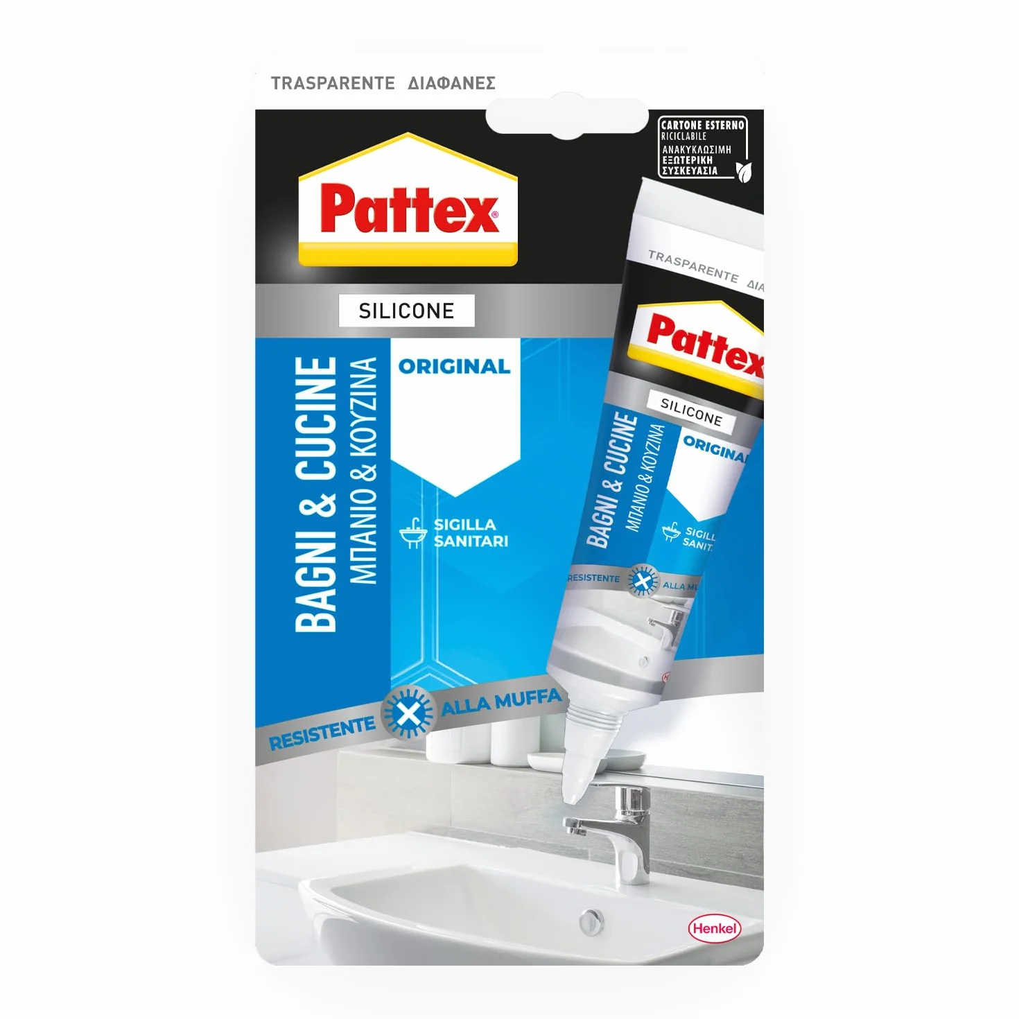 Pattex Bagni&Cucine Original Silicone Trasparente Sigillante, 50 ml