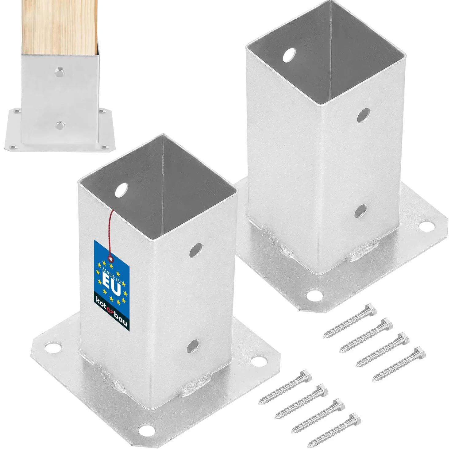 KOTARBAU® Set 2 Pezzi Fissaggio Pali Legno - Supporto per Pali in Legno Acciaio Zincato 70 x 70 mm Staffa Travi