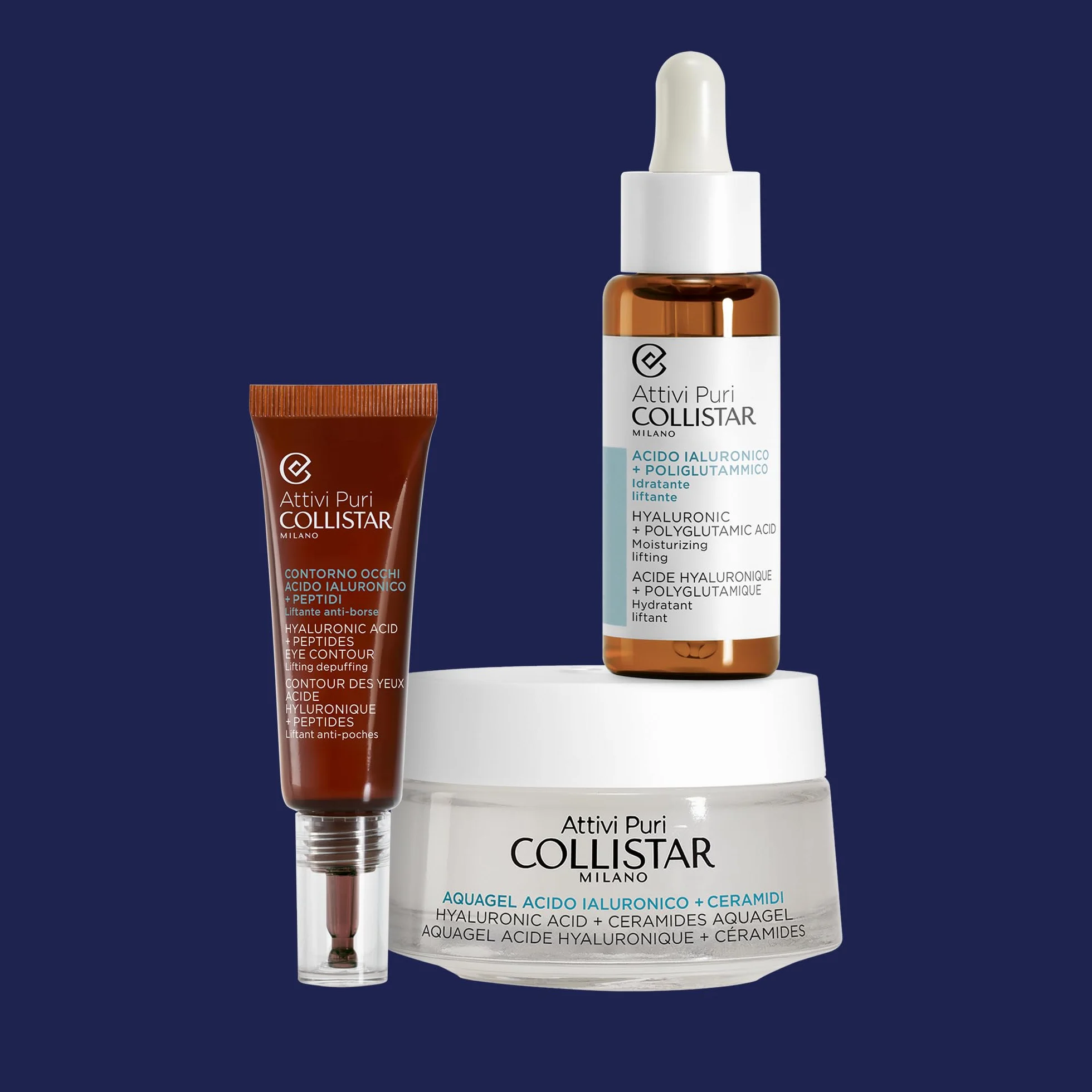 Collistar Attivi Puri Contorno Occhi Acido Ialuronico + Peptidi, Siero Gel Concentrato Contro Borse, Occhiaie, Segni di Stanchezza e Piccole Rughe, per Tutti i Tipi di Pelle, 15 ml
