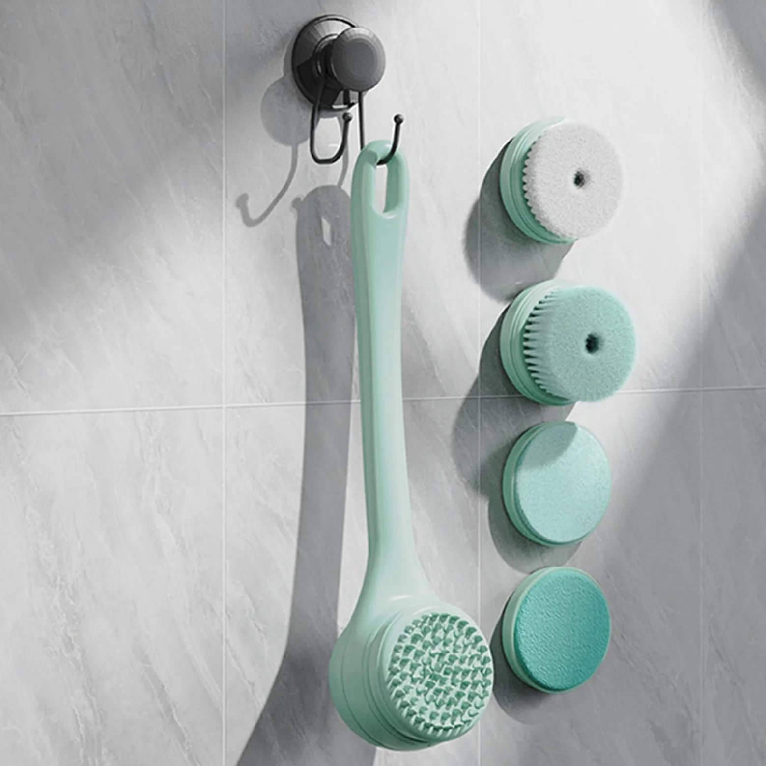 Spazzola elettrica per il corpo, Spazzola elettrica per il bagno | Scrubber per corpo con ricarica USB e manico lungo | per la schiena a batteria grande per piedi massaggi