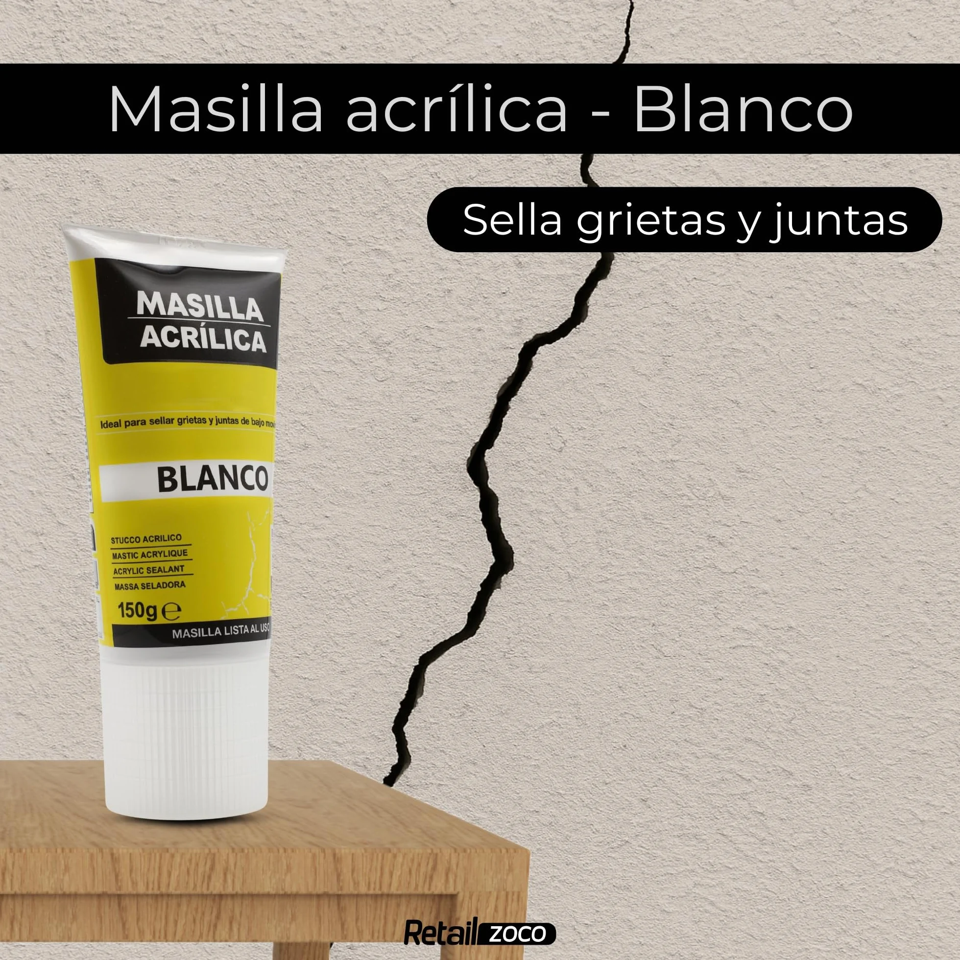 TECHZOCO Stucco acrilico bianco 150 grammi tubo riempitrice fori