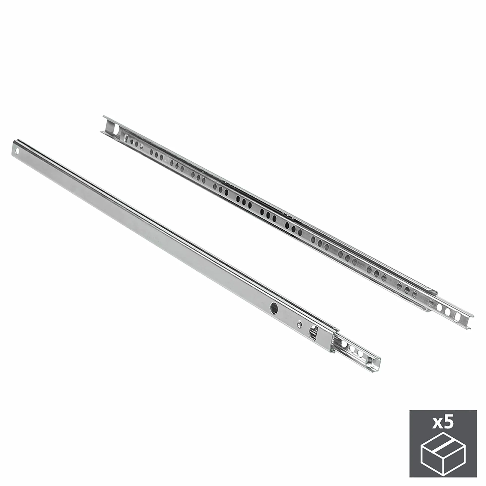 Emuca Set di 5 paia (10 pz) guide per cassetto a sfere estrazione parziale 17x182mm