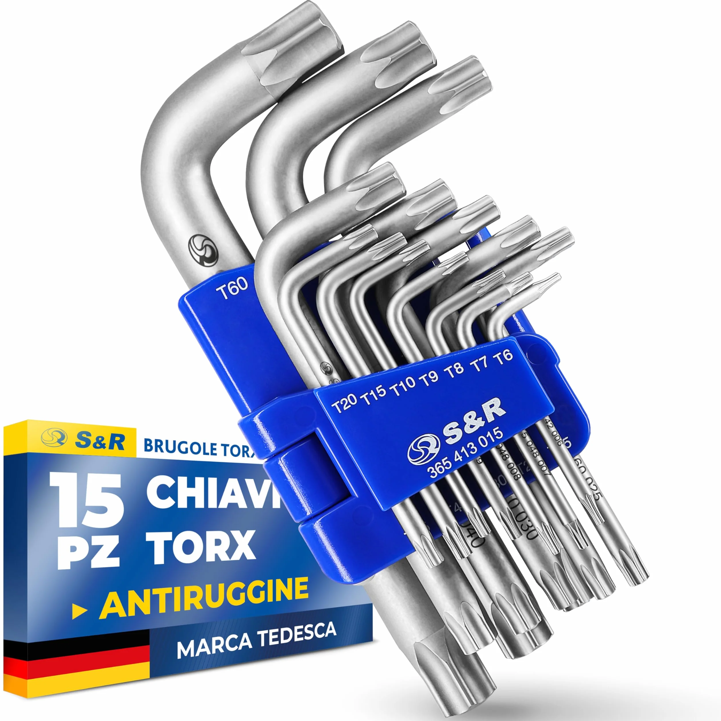 S&R Zestaw kluczy Torx i Allen 15 szt. TX6-TX60 w składanym uchwycie
