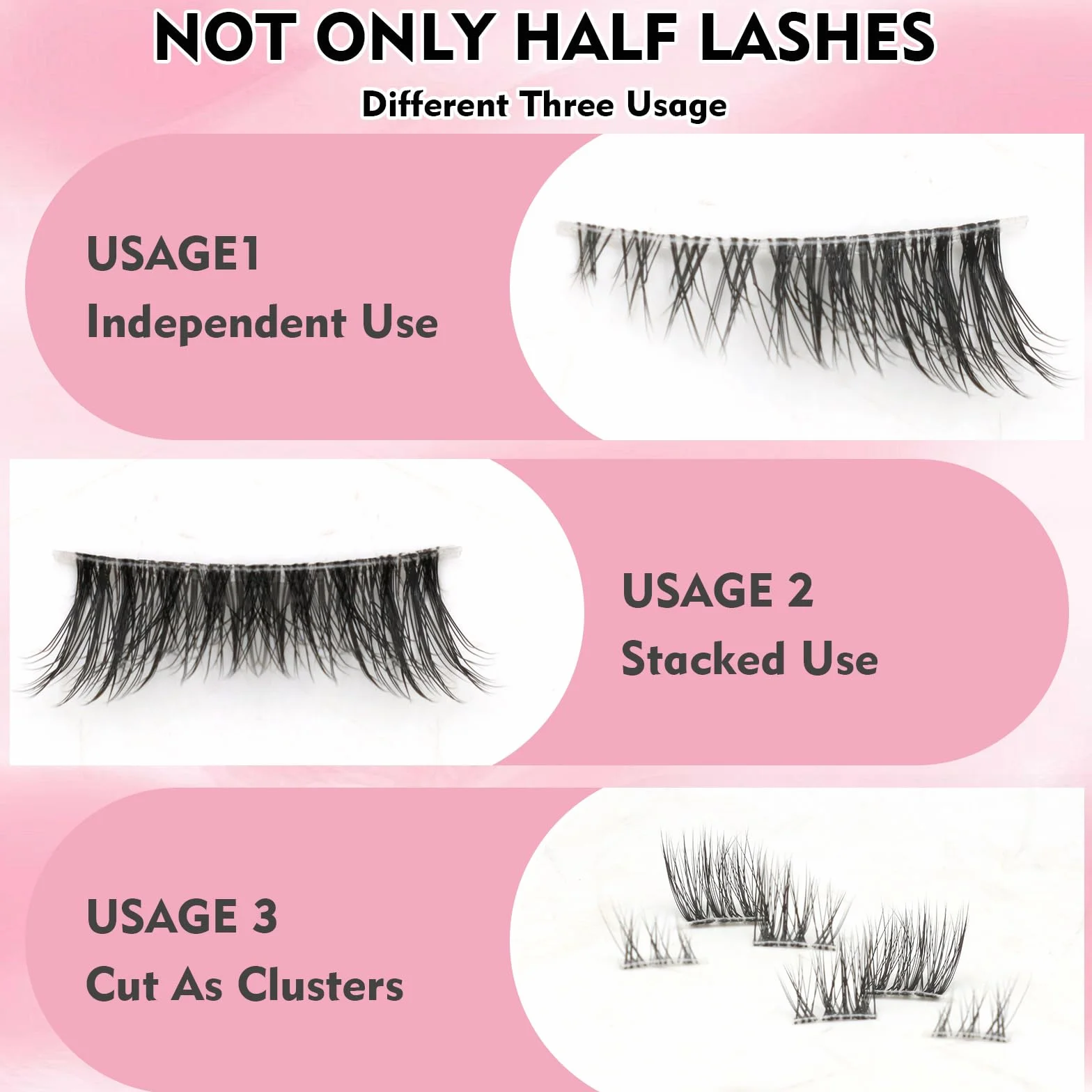 VEGCOO 10 Paia Mezze Ciglia Finte Naturali, Ciglia Occhio di Gatto Fake Half Eyelashes Riutilizzabile, 3D Cancella Banda Trasparente Corner Lashes (HN-Stelo trasparente)