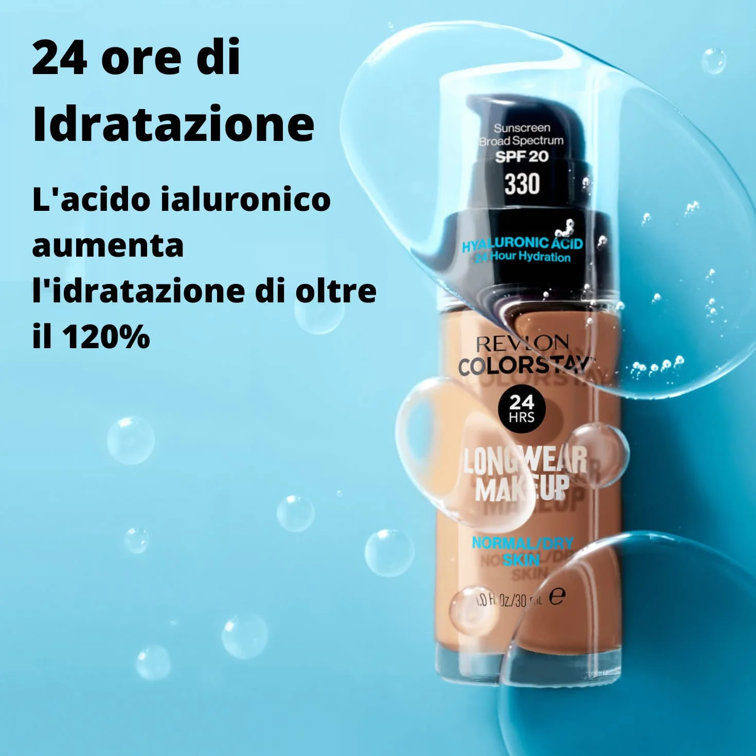 Revlon ColorStay, Fondotinta per Pelle Normale e Secca, con Protezione Solare SPF 20, Formula Duratura, Oil Free (30ml), 220 Natural Beige