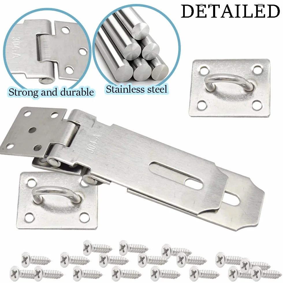 Lucchetto Hasp in Acciaio Inox 4 Pollici Heavy Duty Serratura Porta Chiavistello con Viti Antifurto (MK-180)