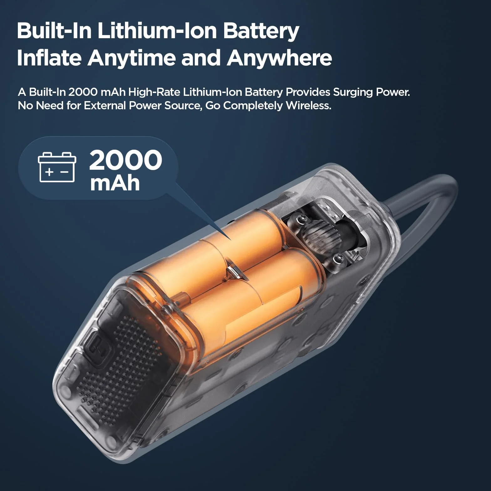 Mijia Compressore d'aria portatile 2000 mAh 0.2-10.3 bar 3-150 psi USB-C nero