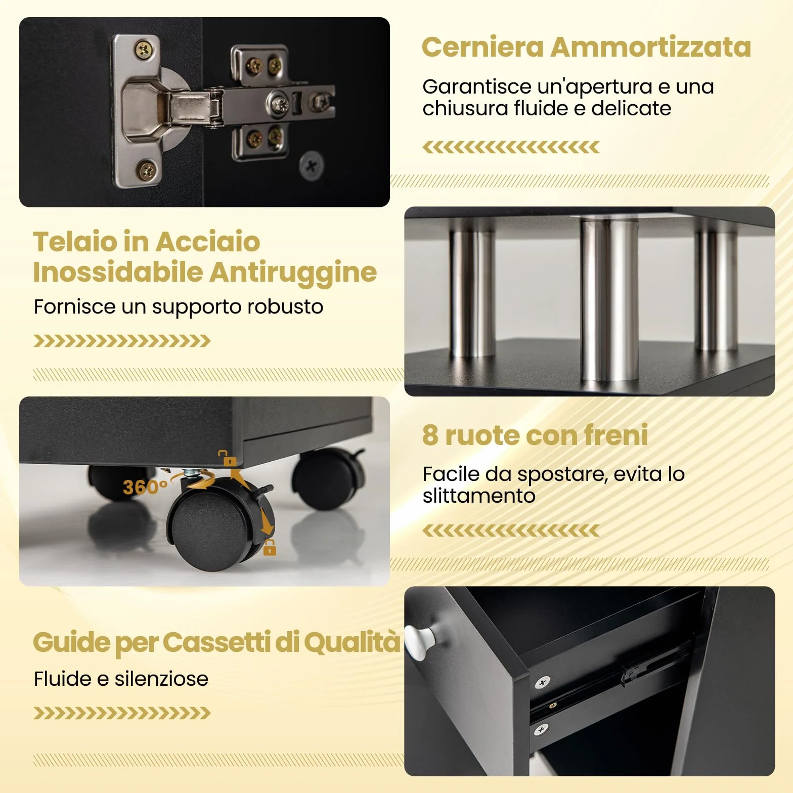 COSTWAY Tavolo Manicure con Aspirapolvere, Tavolo Unghie con Cassetti, Spina, 3 Sacchetti, Armadietto, Cuscino Poggia Polso e 8 Ruote blocabili, Banco Ricostruzione Unghie in Legno (Nero)