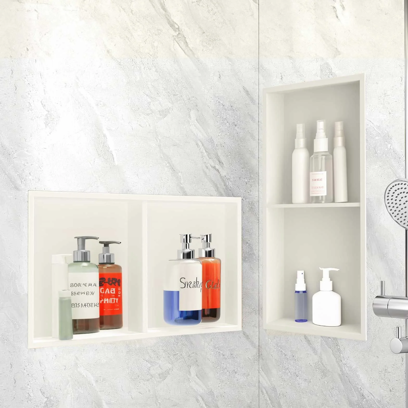 Nicchia Doccia Incasso 60x30x10cm Acciaio Inox Bianco Crema